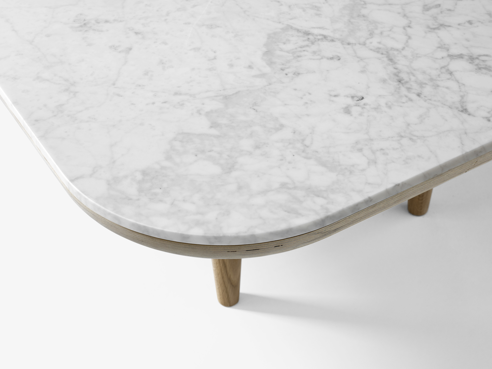 Salontafel Fly 80x80cm - bianco carrara/white oiled oak