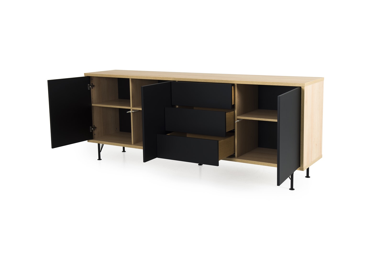 Dressoir Flow 206cm 3 deuren, 3 laden