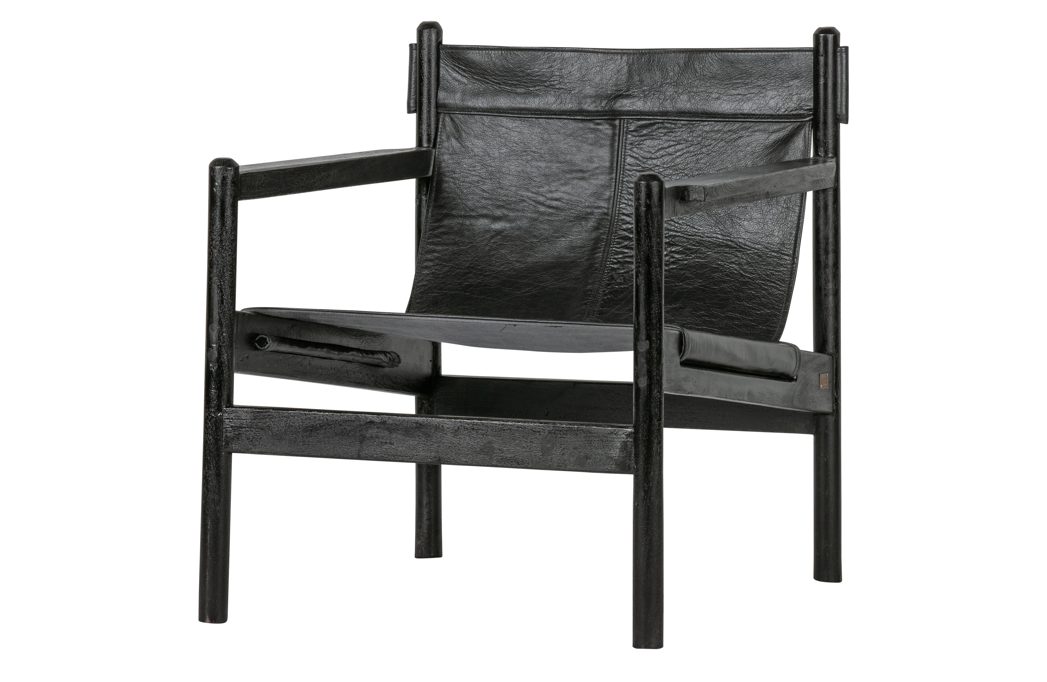 Fauteuil Chill met echt leer - zwart