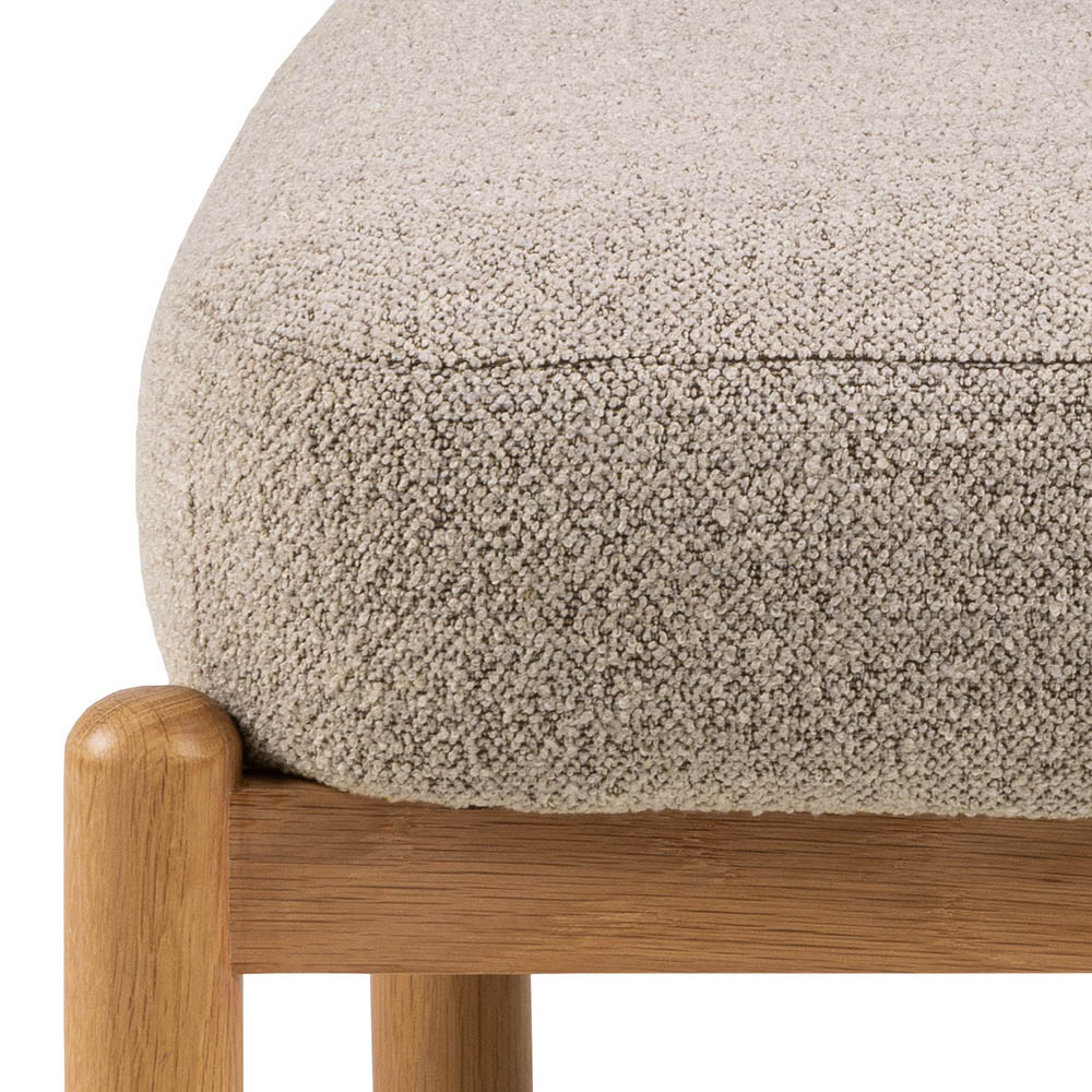 Fauteuil met bouclé zitting - natuur eiken/beige