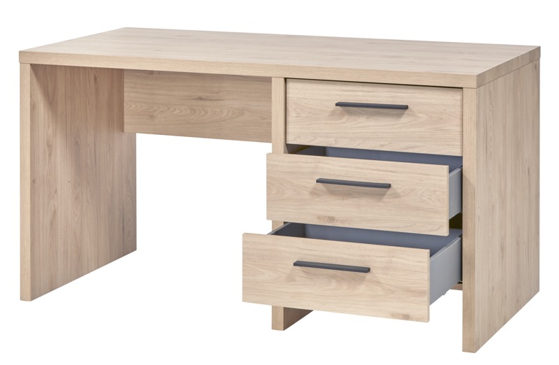 Houten bureau met 3 lades 140x70cm - natuur