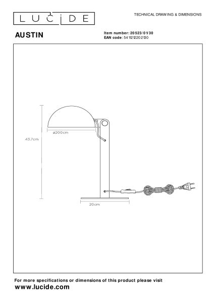 Bureaulamp Austin - zwart