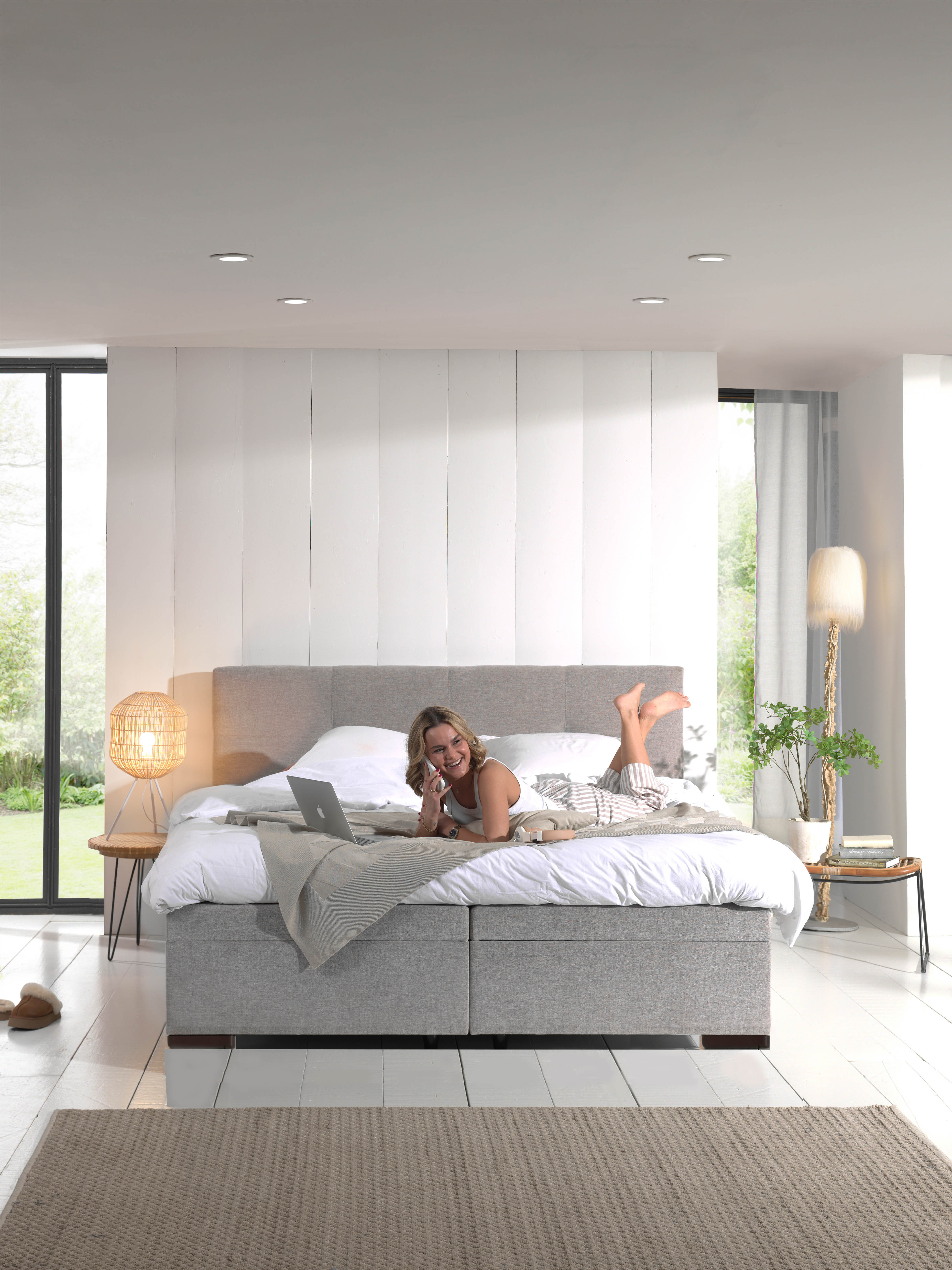 Boxspring met opbergruimte 160x200cm (excl. matras) - grijs