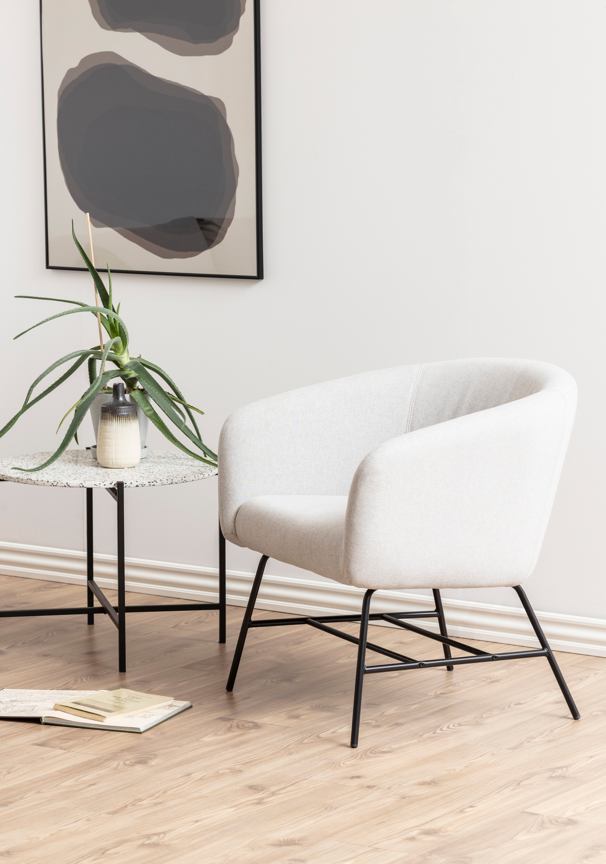 Fauteuil in fluweel - lichtgrijs