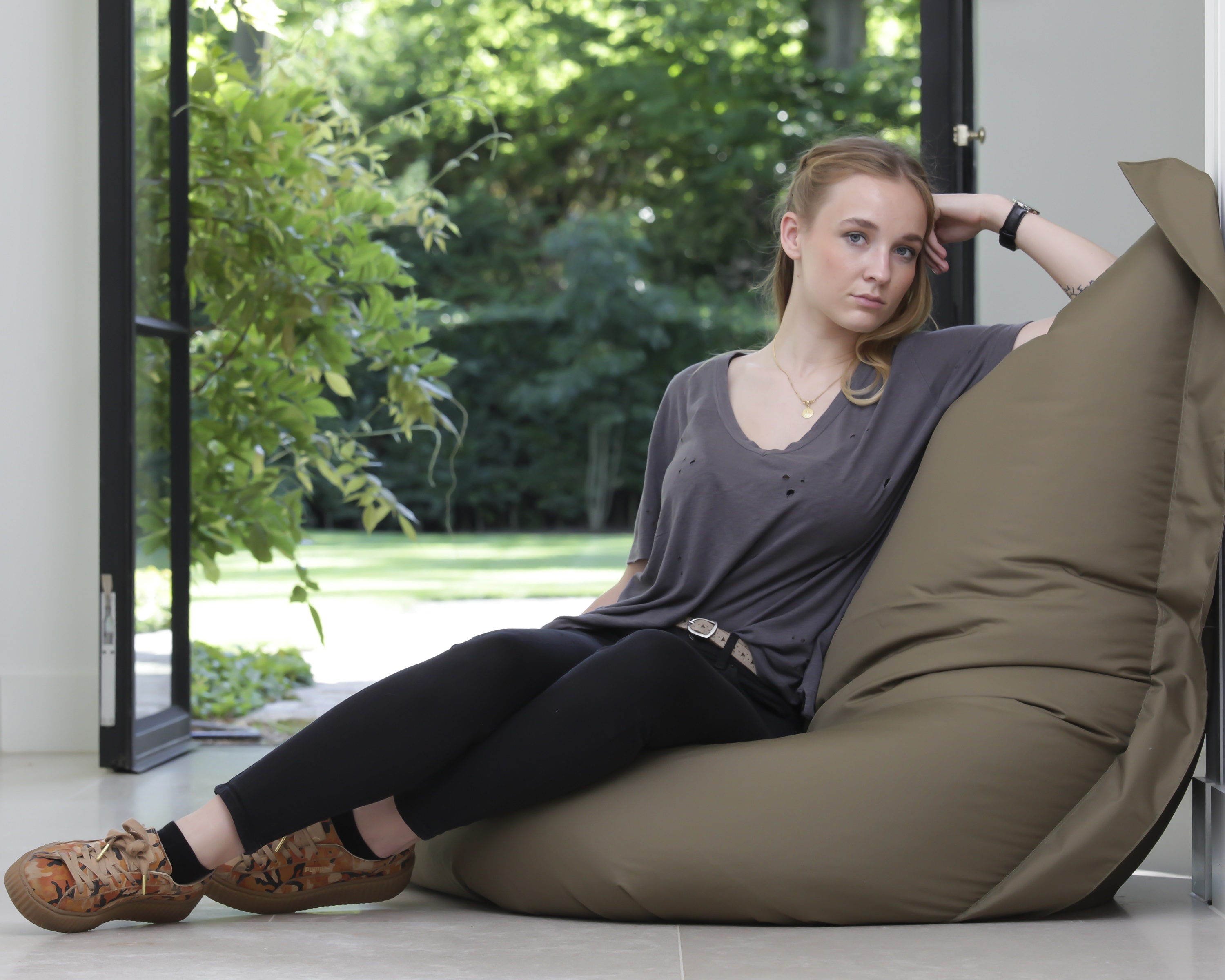 Zitzak met beans - Khaki groen