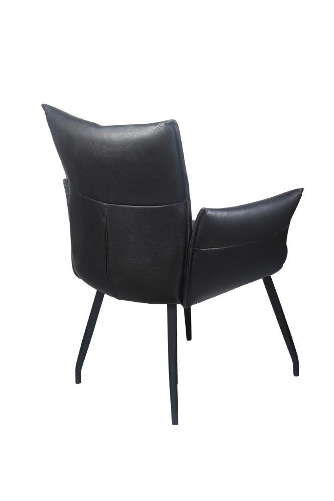 Armstoel in leder - zwart