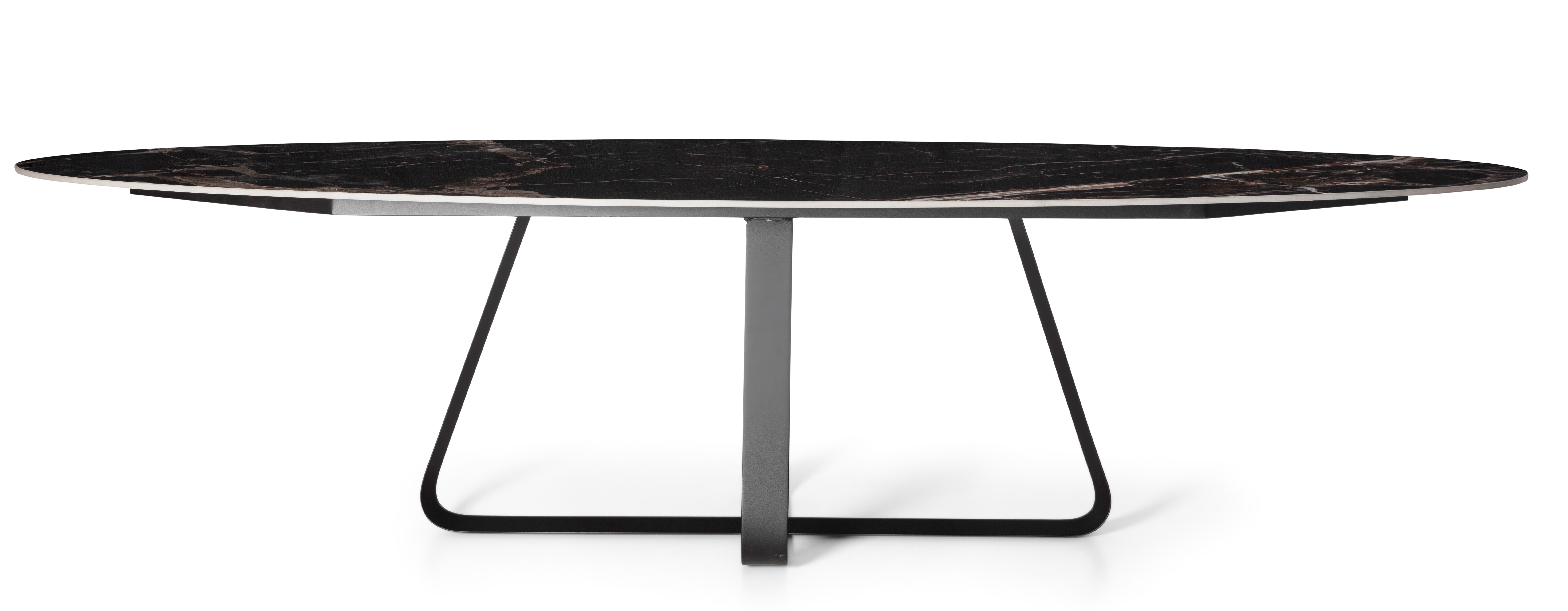 Keramische eettafel Curve Elyps 300x128cm - zwart