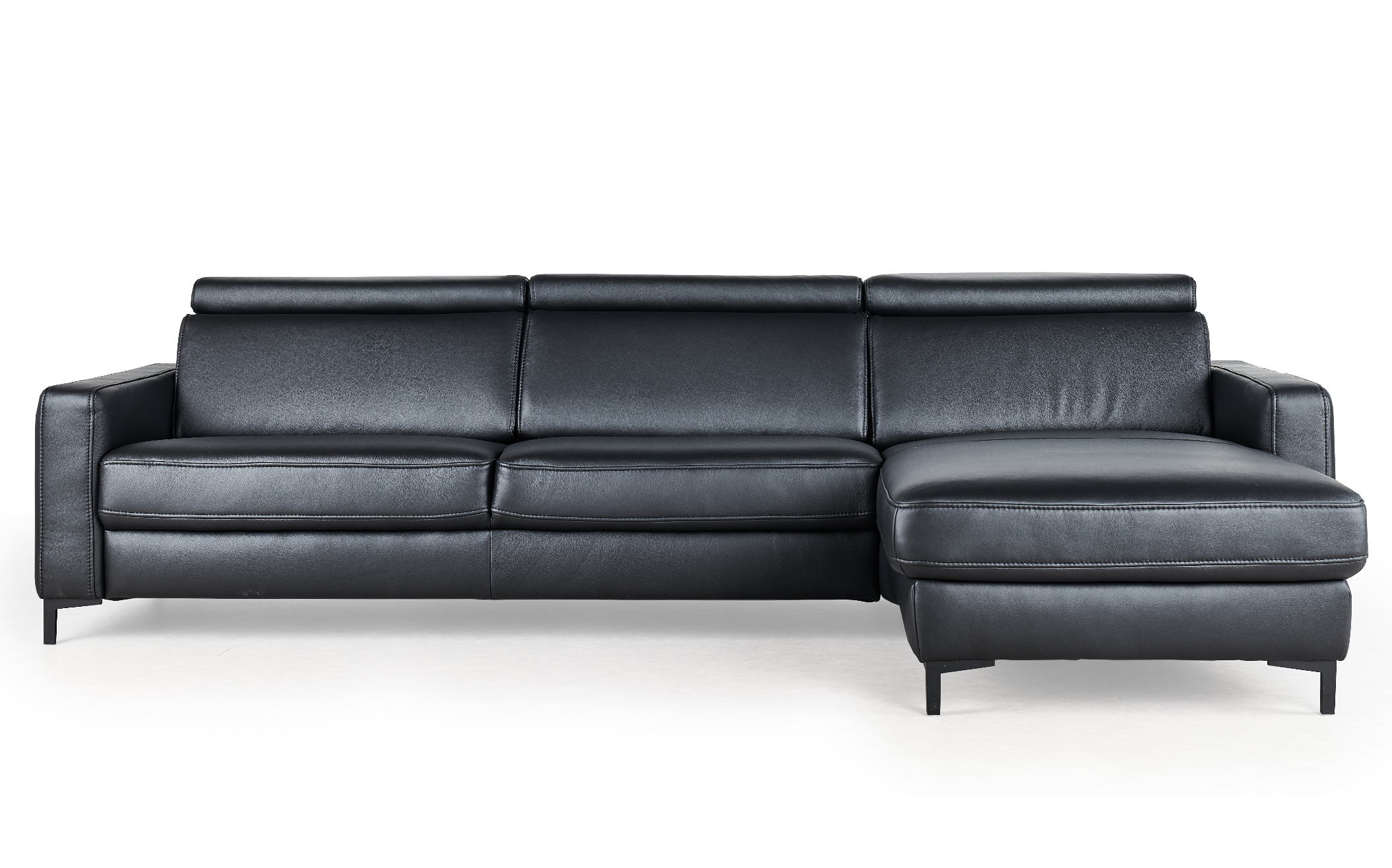 Hoeksalon met elektrische relax en longchair (rechts) - Credo zwart