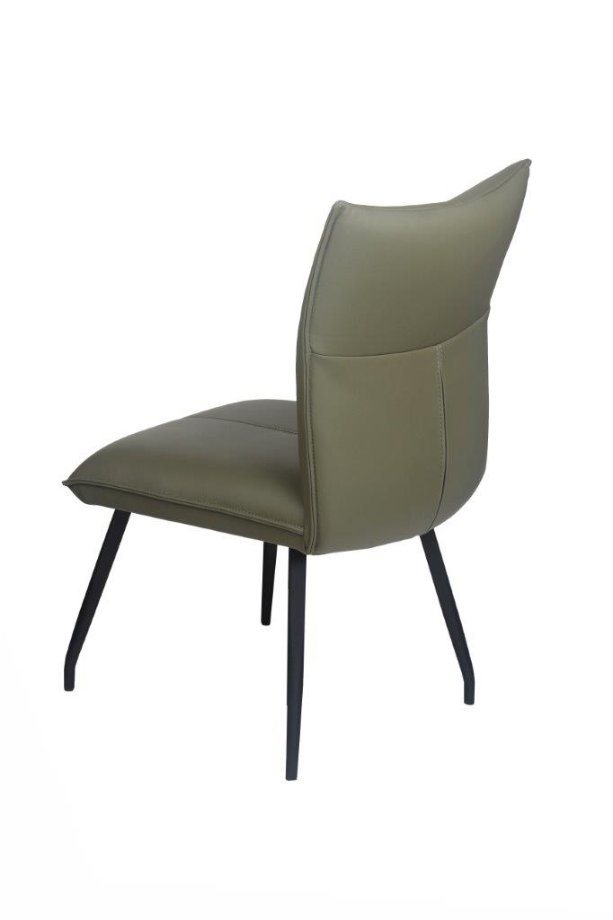 Eetkamerstoel in leder - green/zwart metaal
