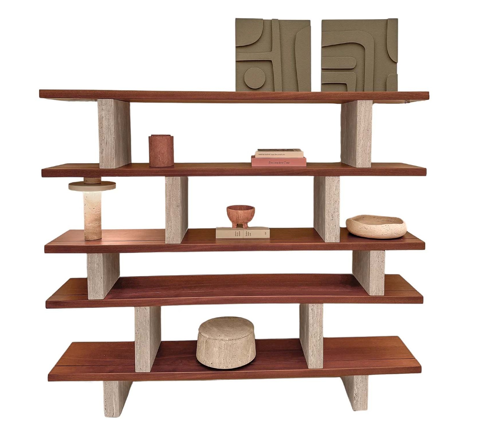 Wandrek B180cm - white sandstone/walnut