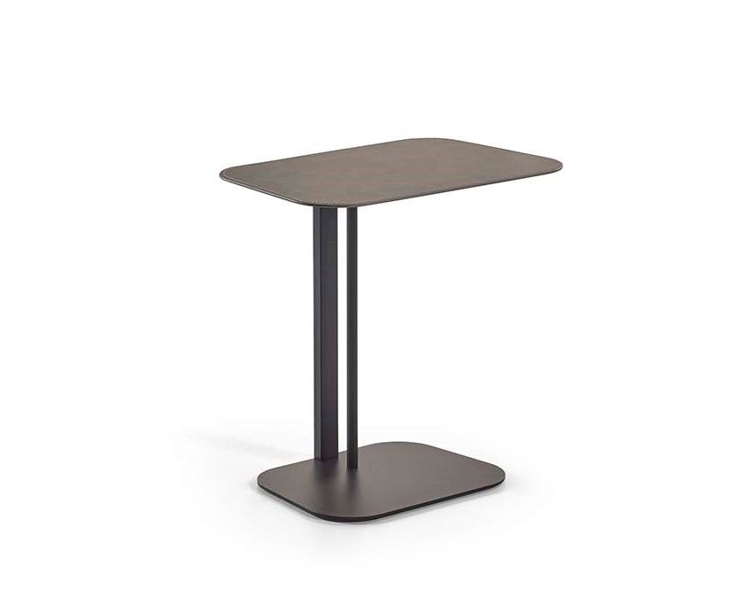 Laptoptafel in metaal met lederlook - saddle grey