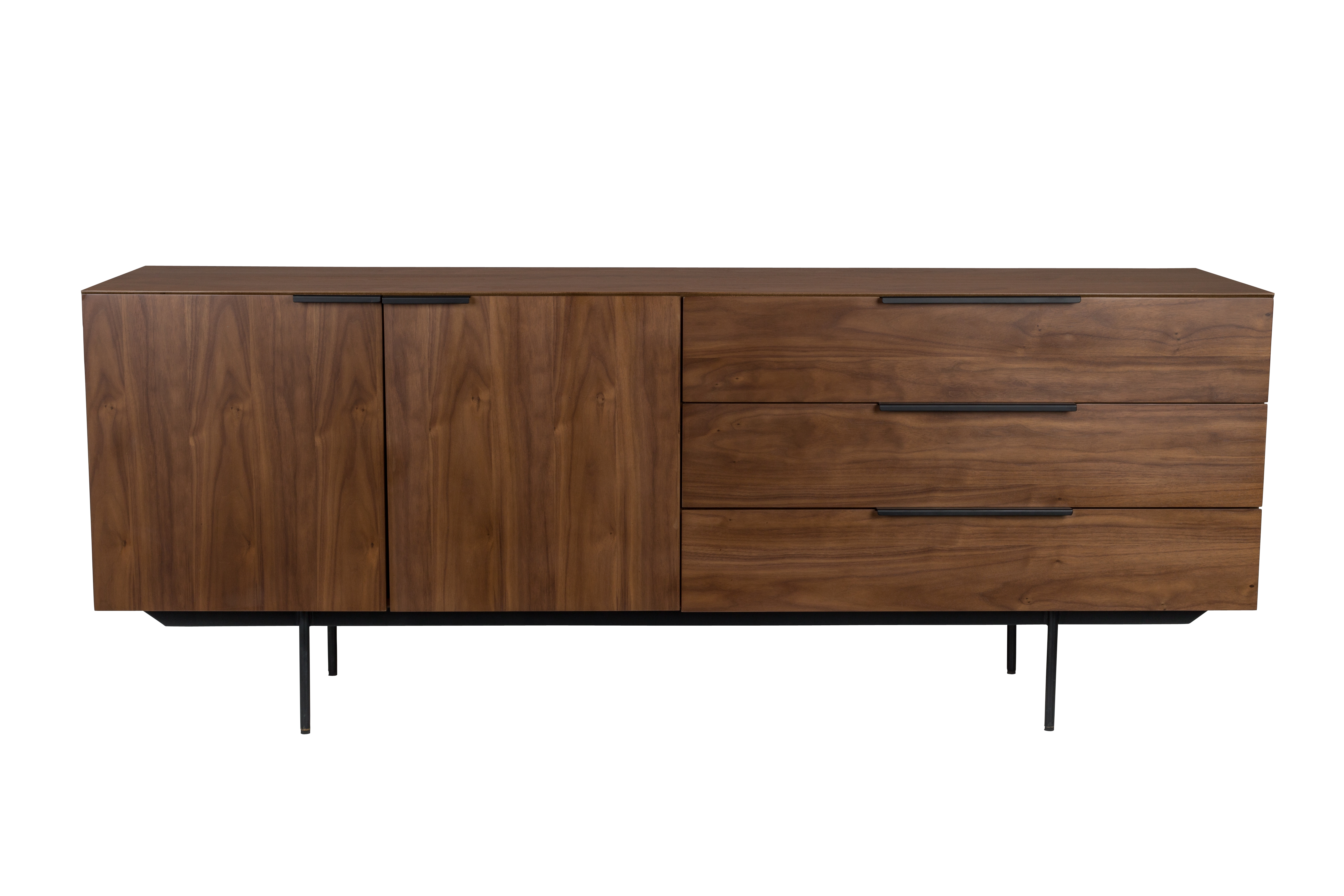 Dressoir Travis met 2 deuren en 3 laden - natuur walnoot
