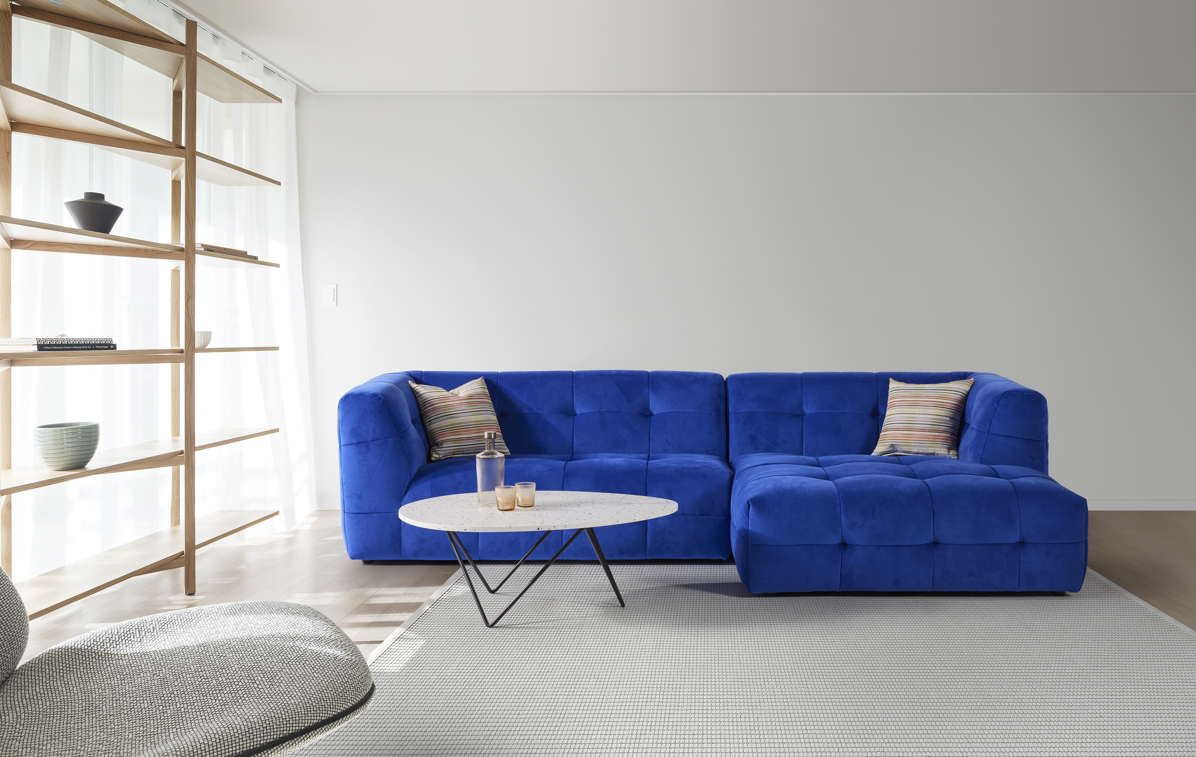 Hoeksalon met longchair (rechts) - Cobalt blauw