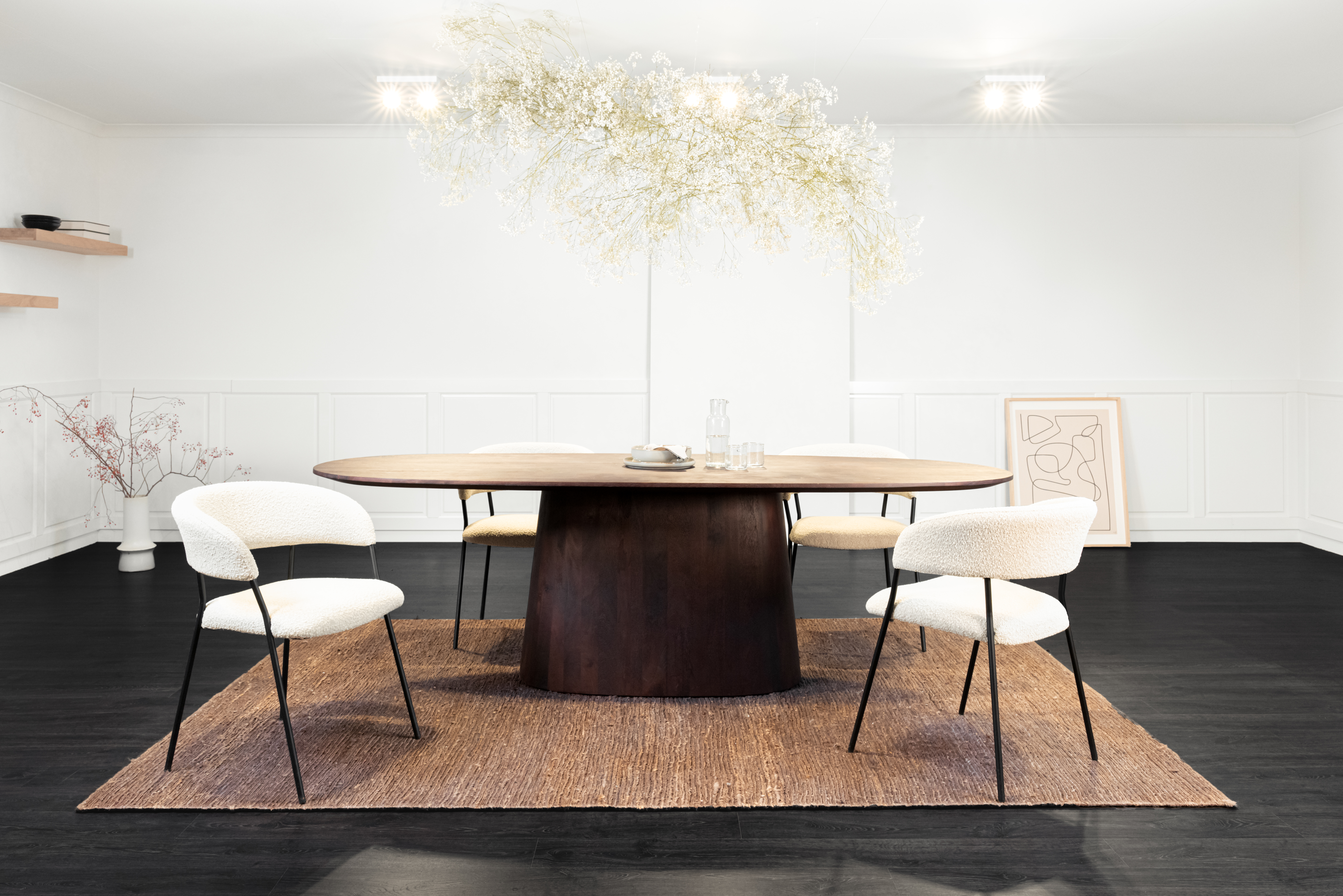 Ovale eettafel mangohout 300x110cm - bruin