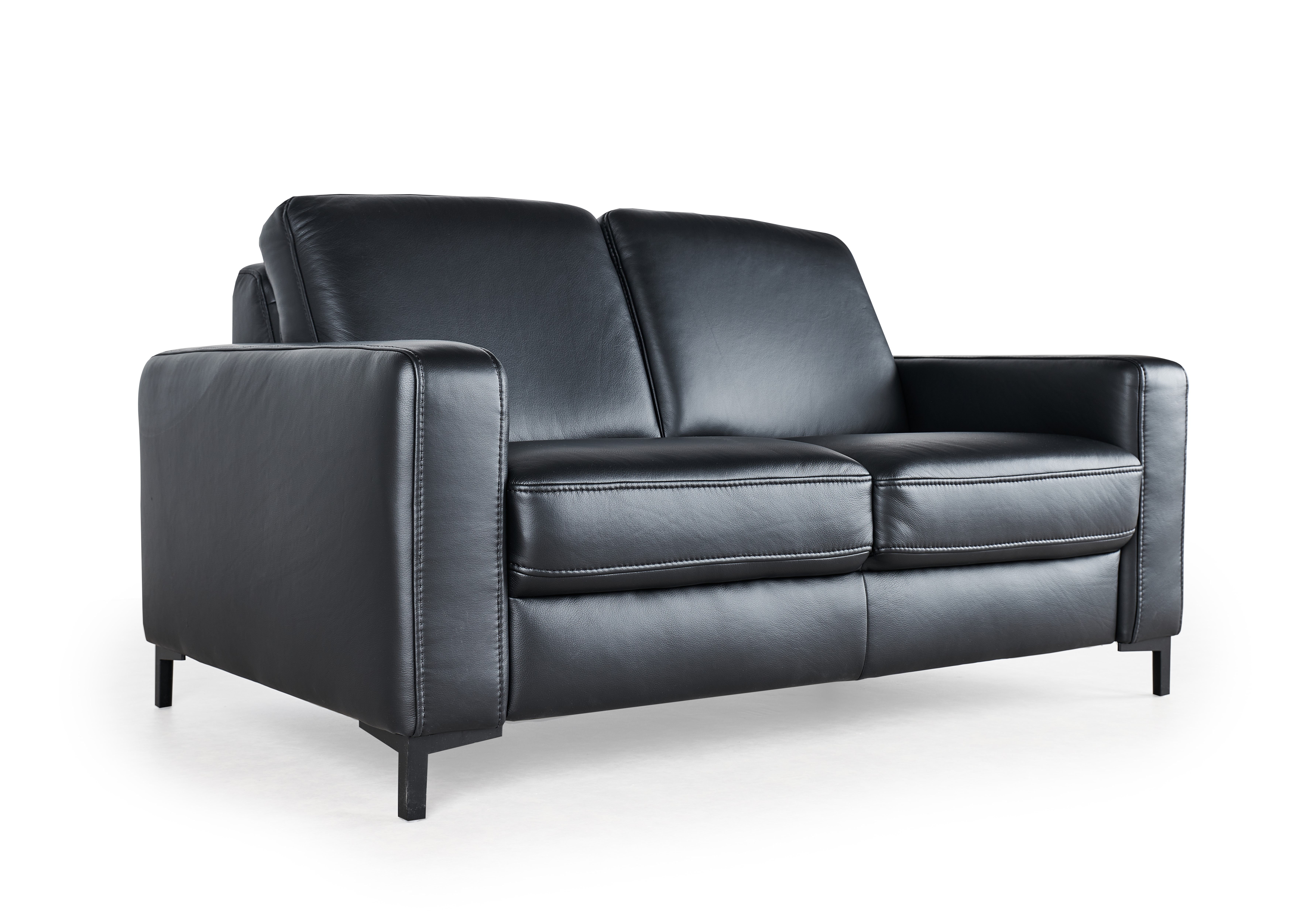 Salon 2-zit in leder - zwart