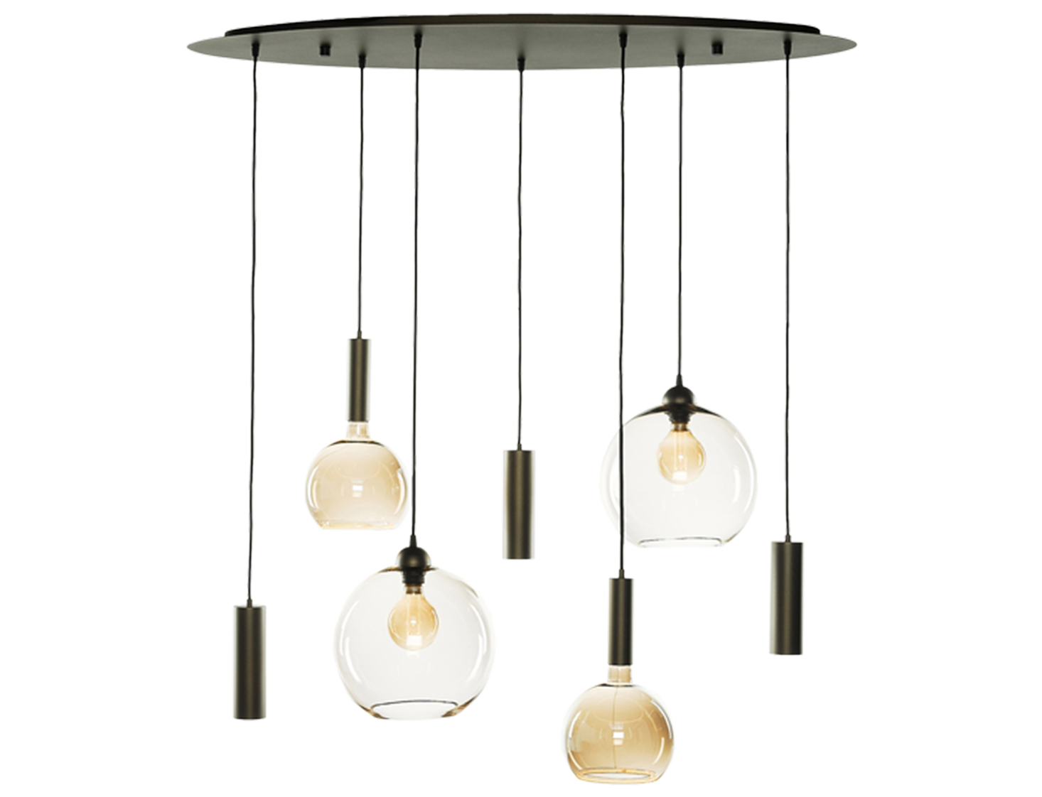 Hanglamp 4x E27 & 3x GU10 (excl. lampen) - brons