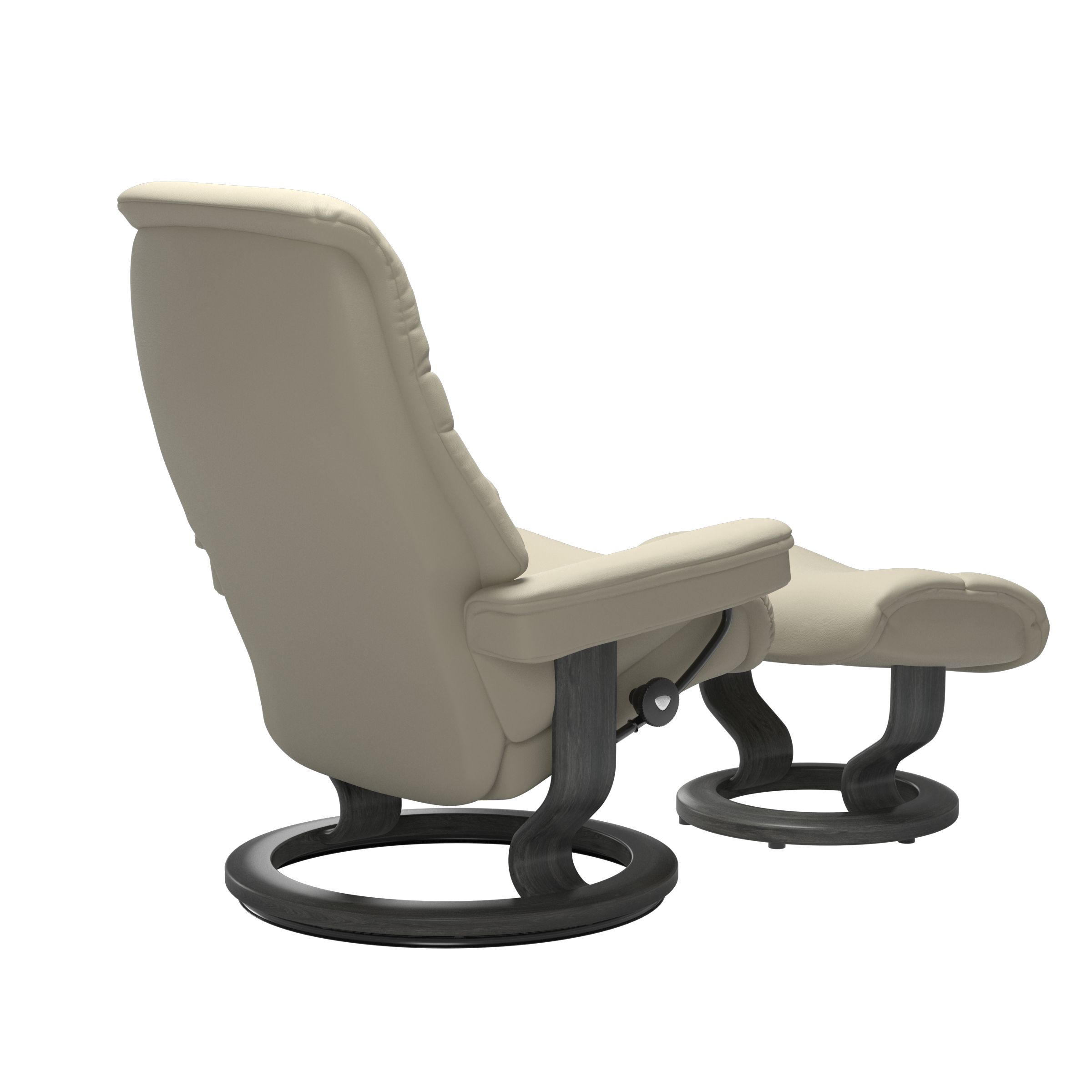 Relaxzetel Sunrise in leder met voetenbank Small - grijs