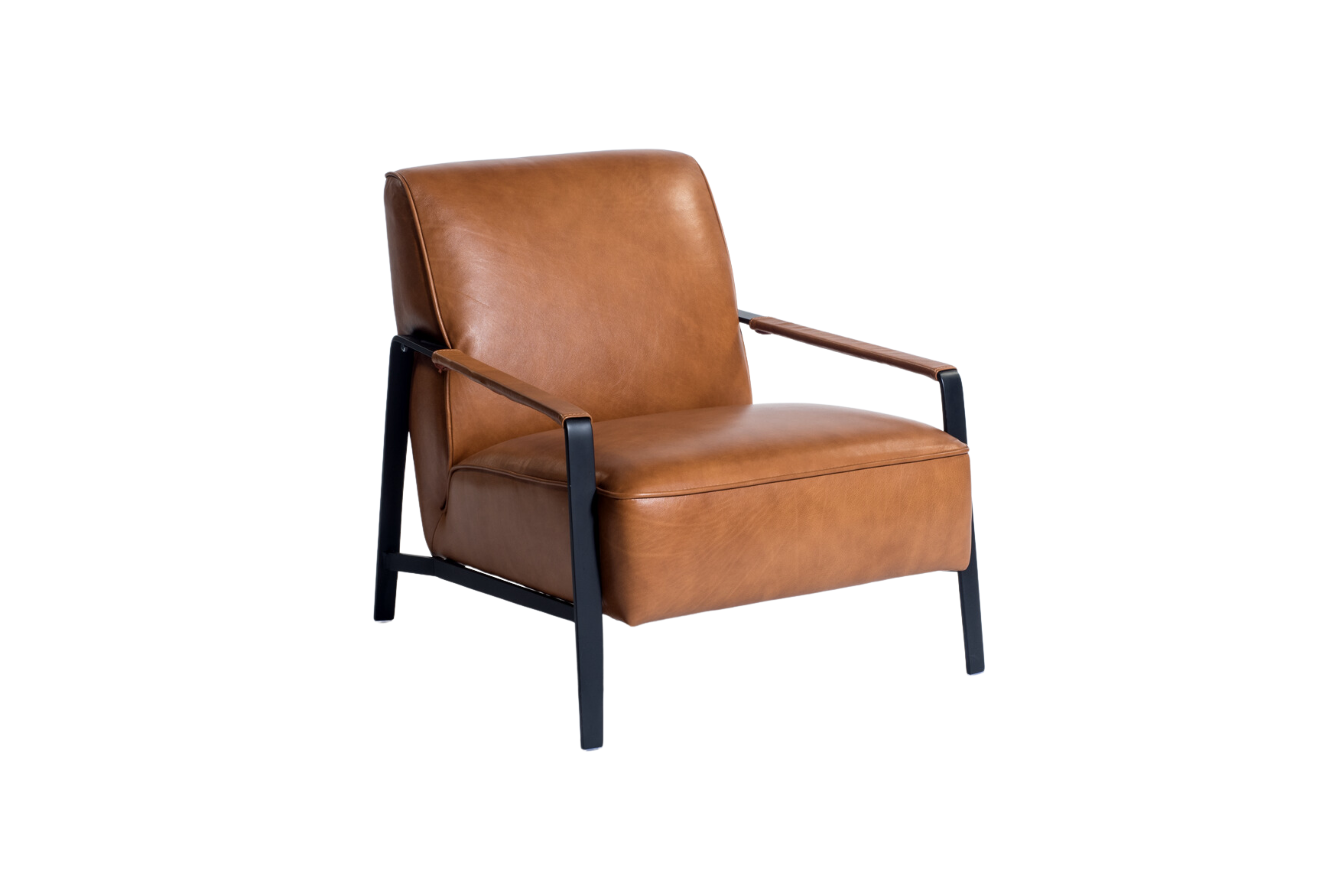 Fauteuil in leder - Caramel bruin