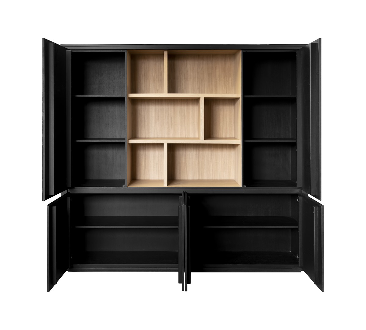 Wandkast asymmetrisch - black matte/smoked oak