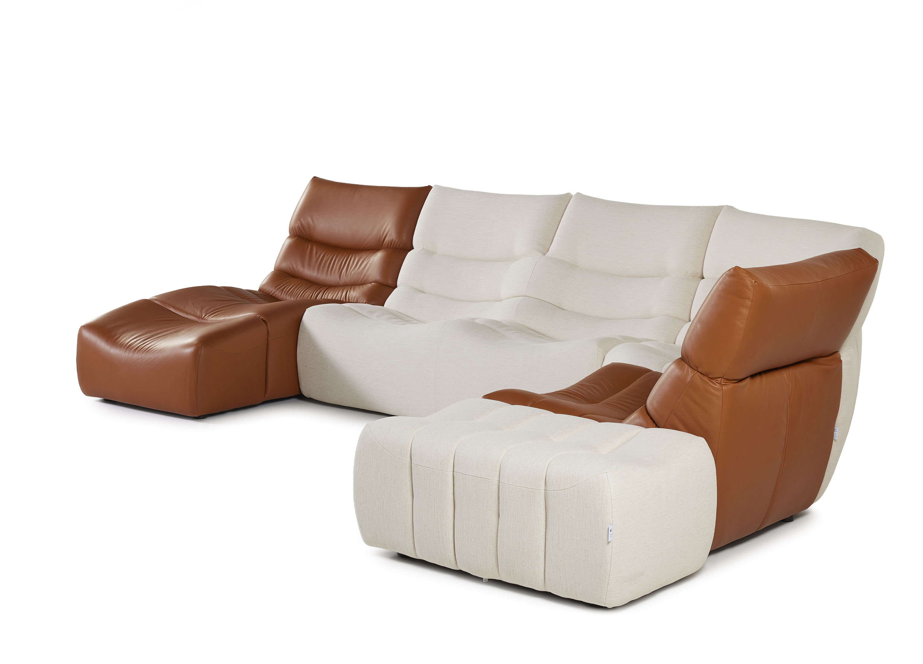 Hoeksalon - leder & stof