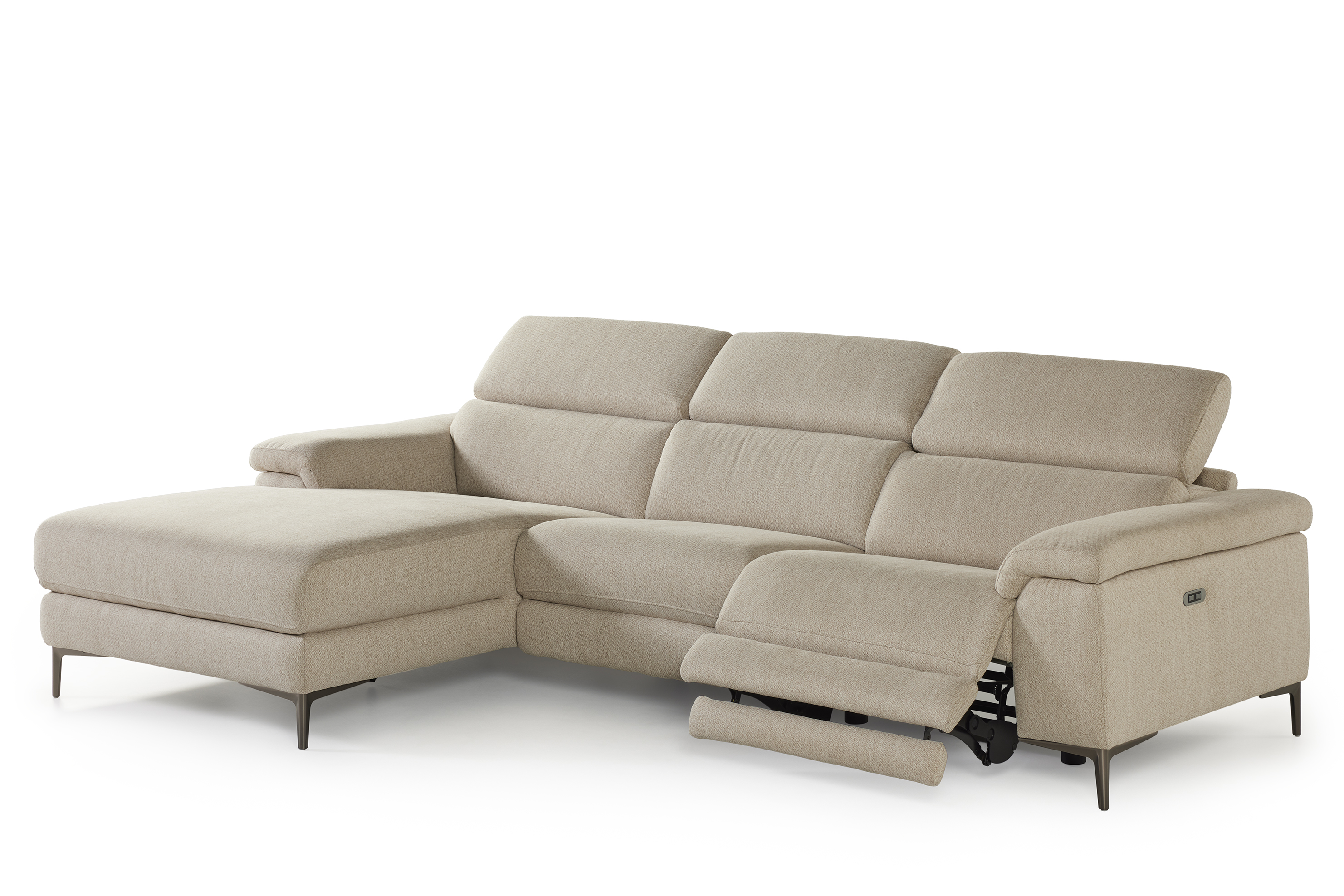 Hoeksalon incl. elektr. relaxfunctie - beige