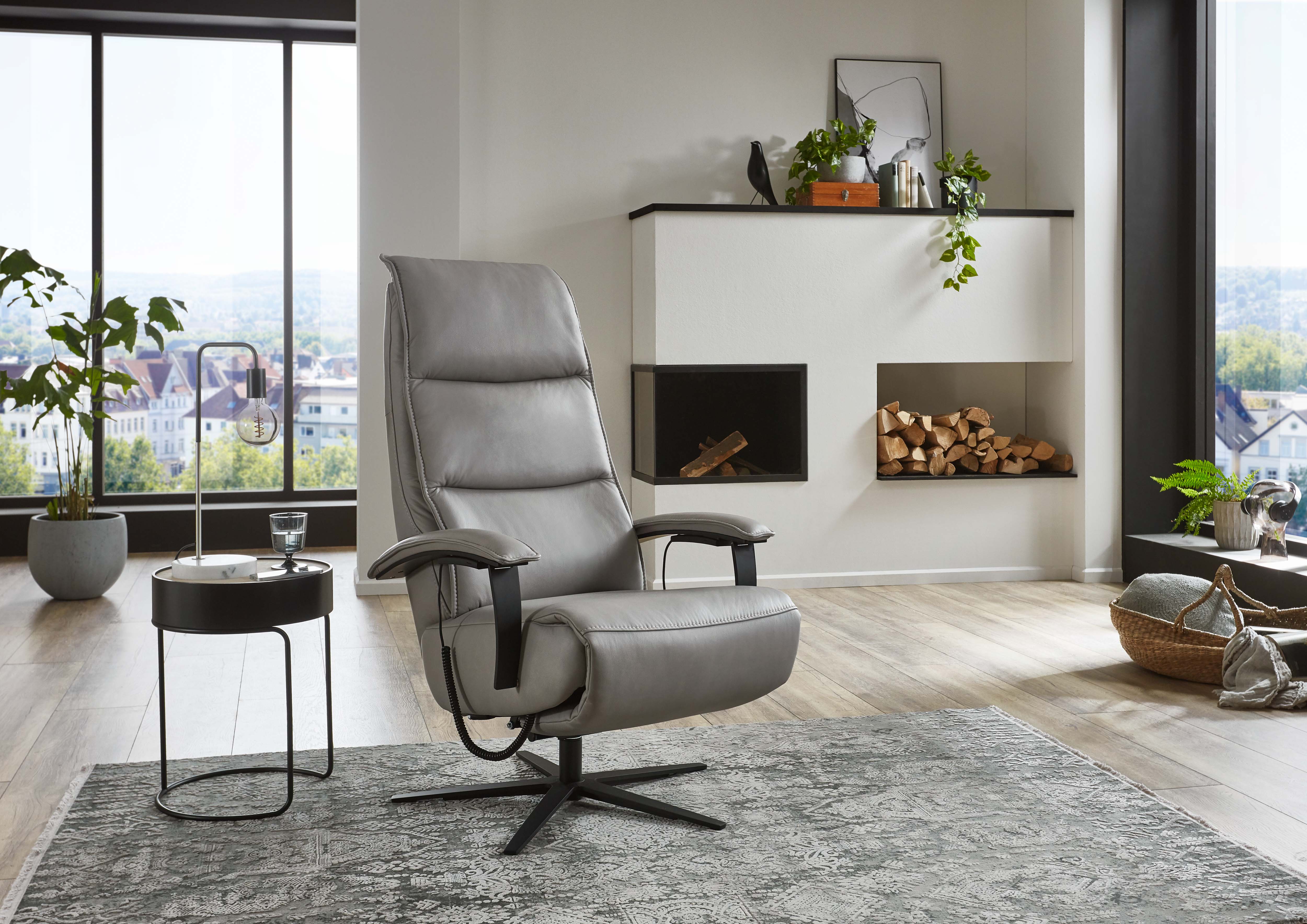 Elektrische relaxzetel Hathi in leder Medium - grijs