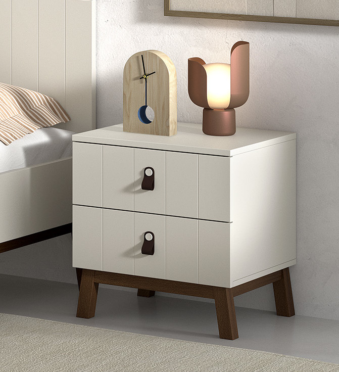 Nachtkast 2 laden - clay/walnoot