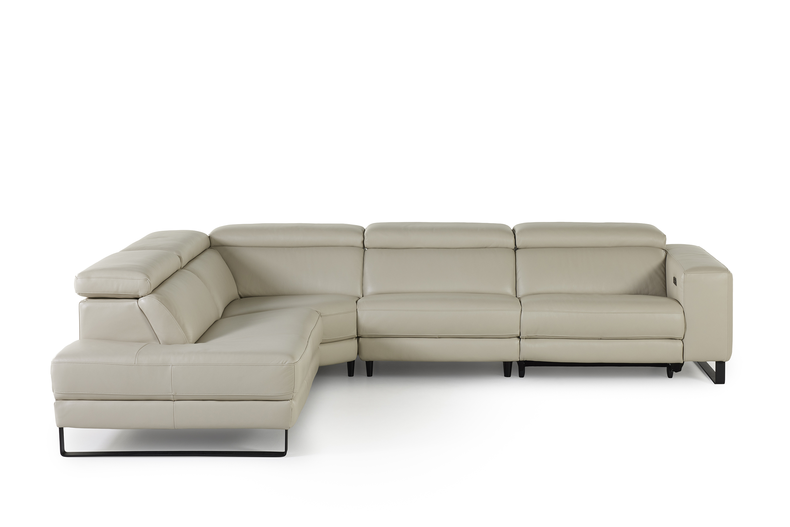 Hoeksalon met elektr. relax - leder: light grey