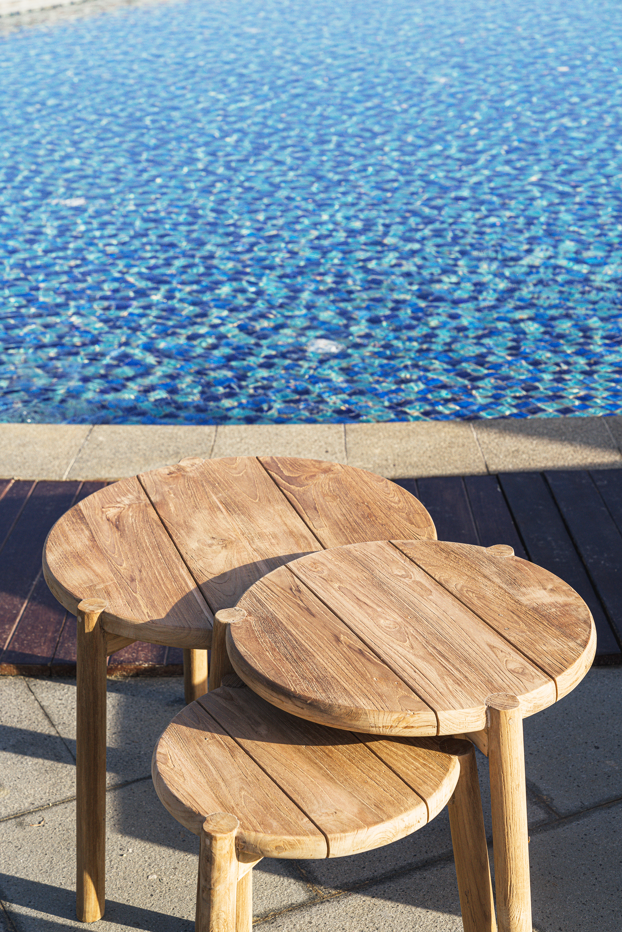 Set van 3 bijzettafels - recycled teak