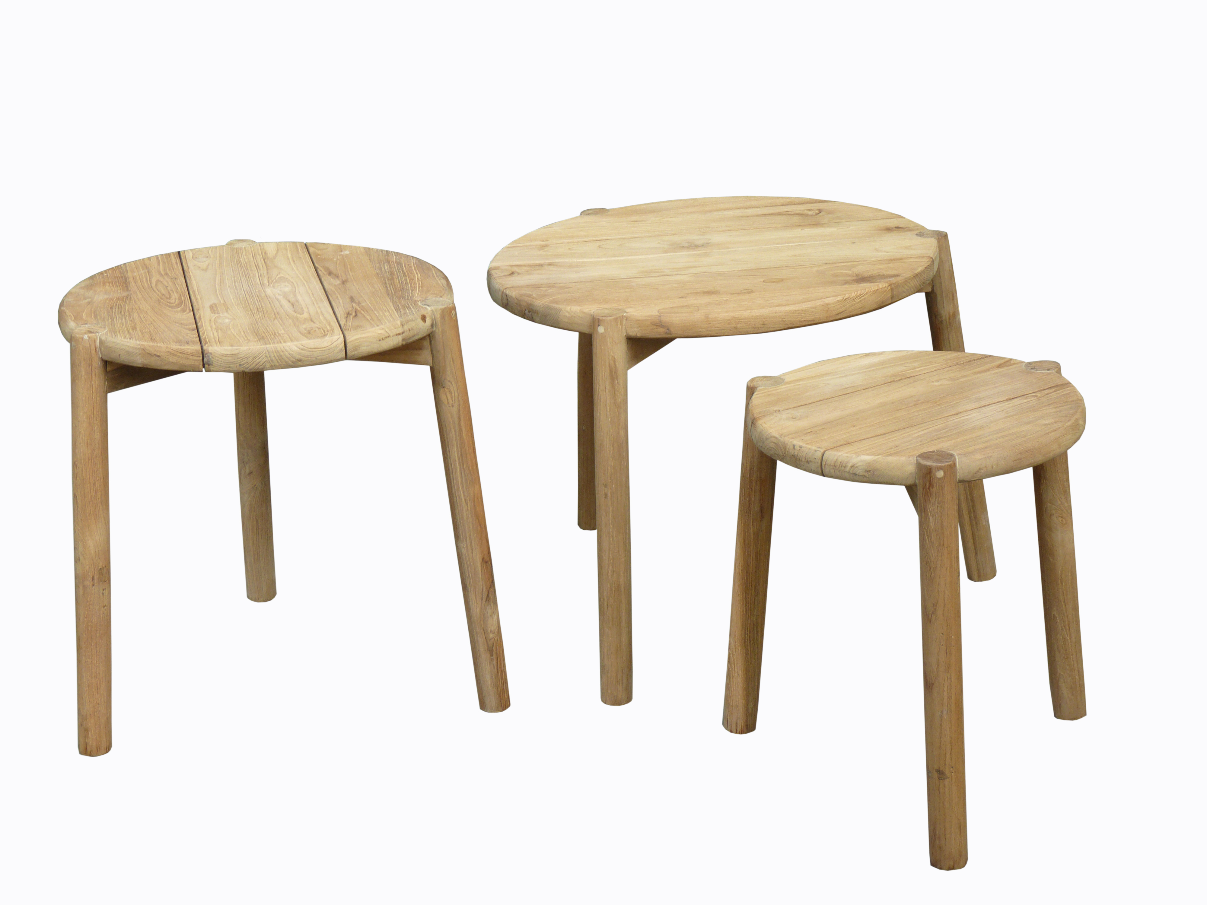 Set van 3 bijzettafels - recycled teak