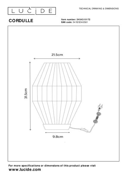 Tafellamp Cordulle - rotan