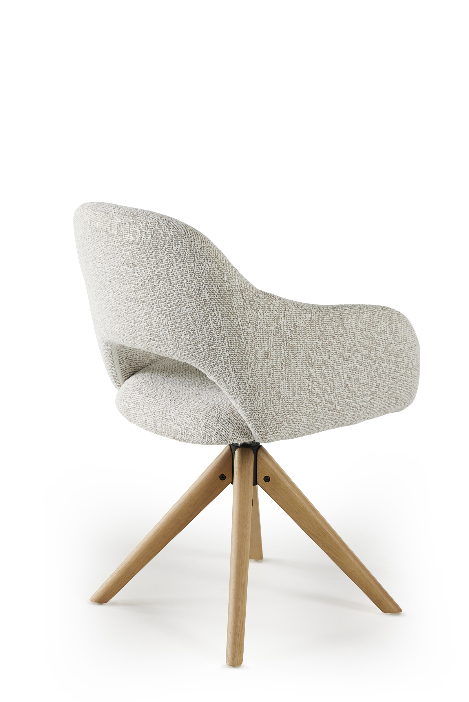 Kuipstoel swivel - linen/eik
