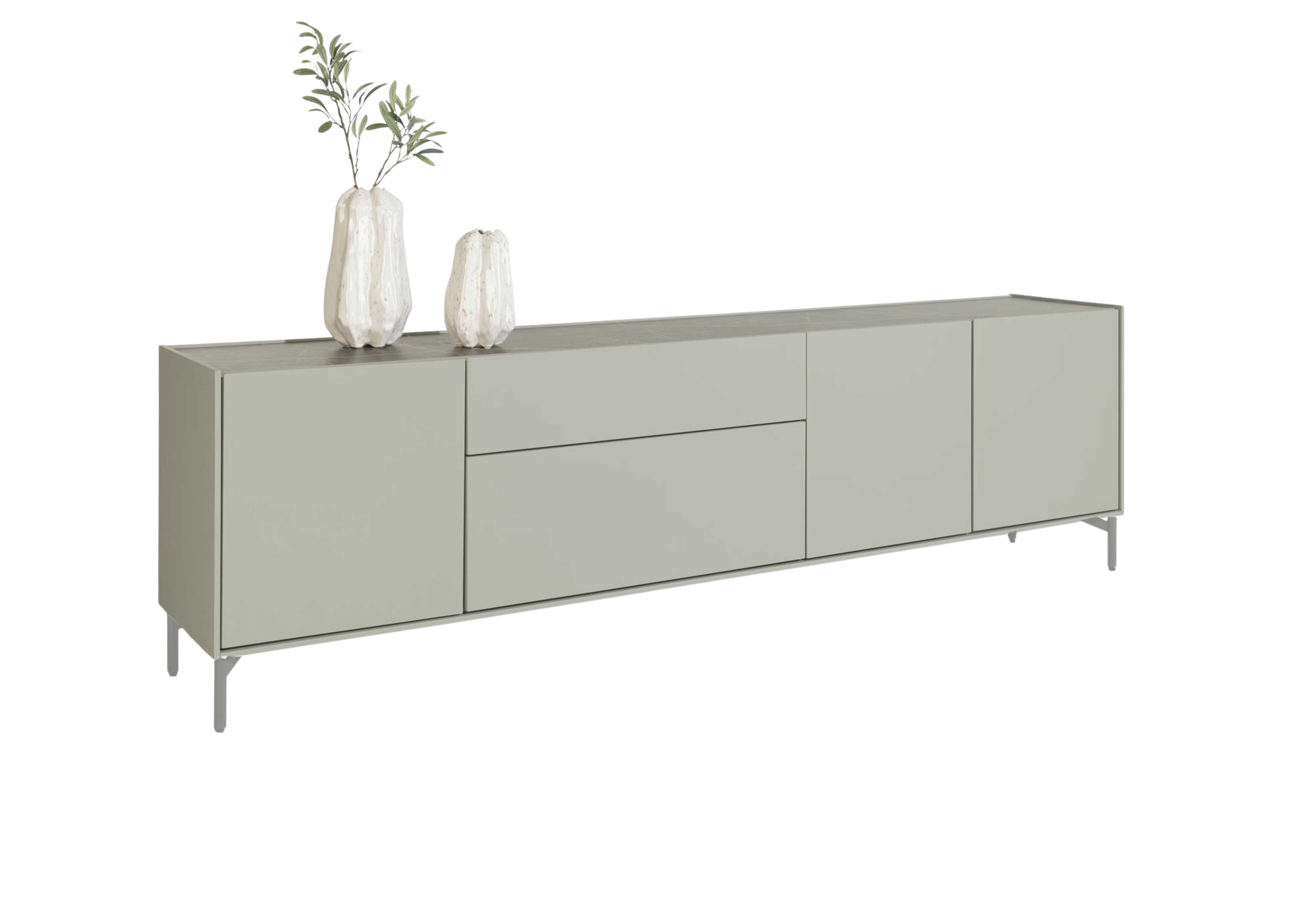 Dressoir Noon met 3 deuren en 2 lades - lichtgrijs