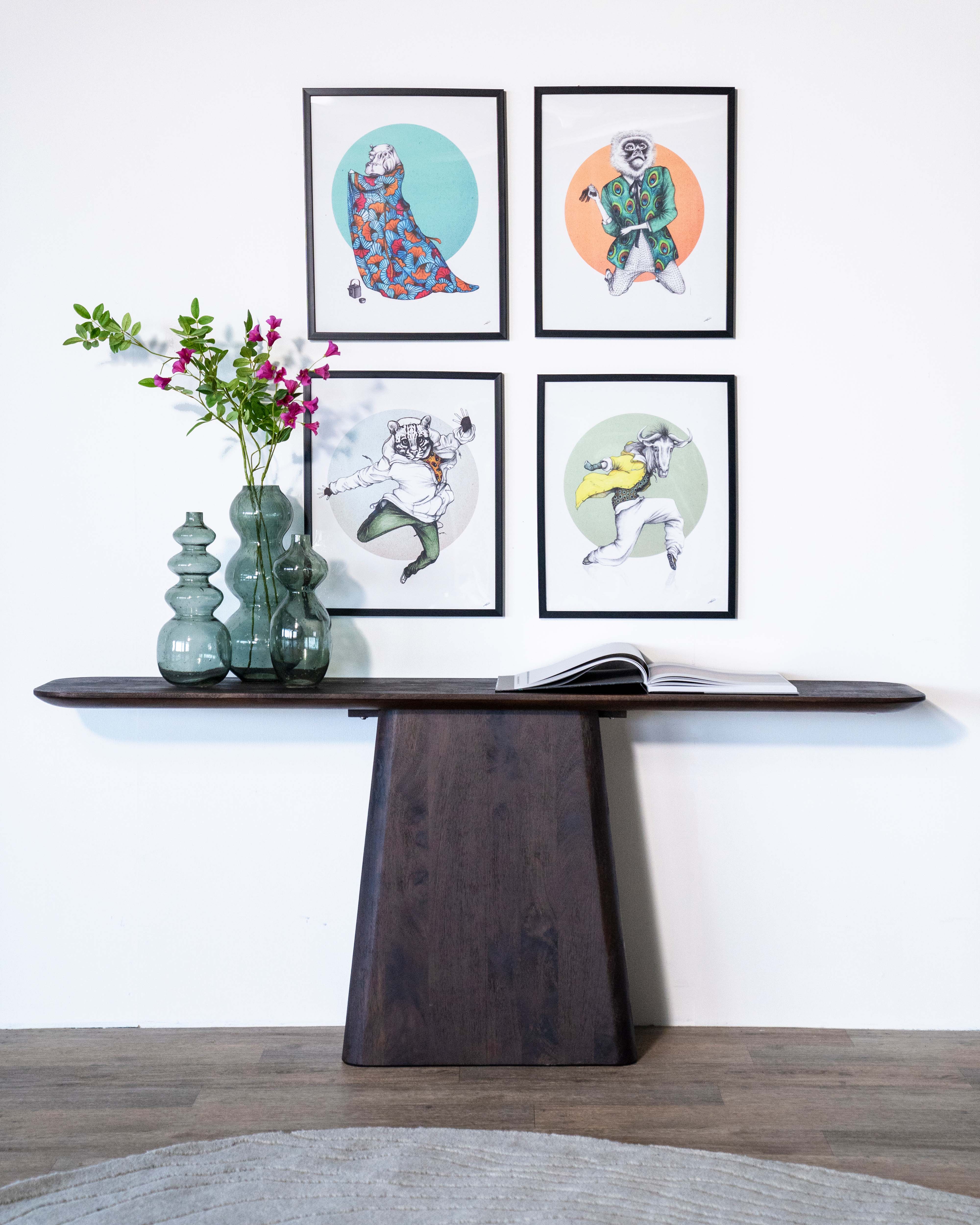 Consoletafel 180x40cm - bruin mangohout