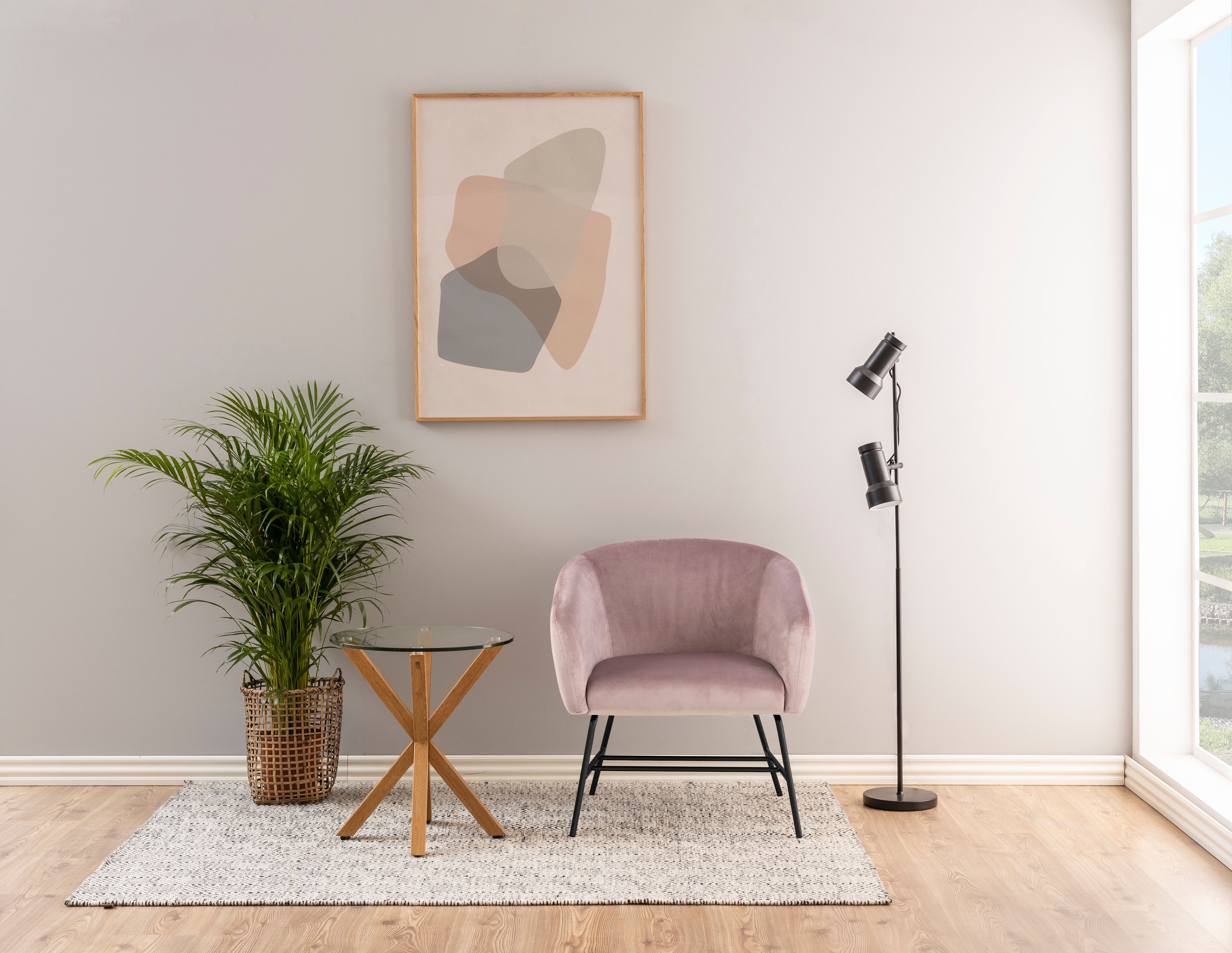 Fauteuil in fluweel - Dusty roze