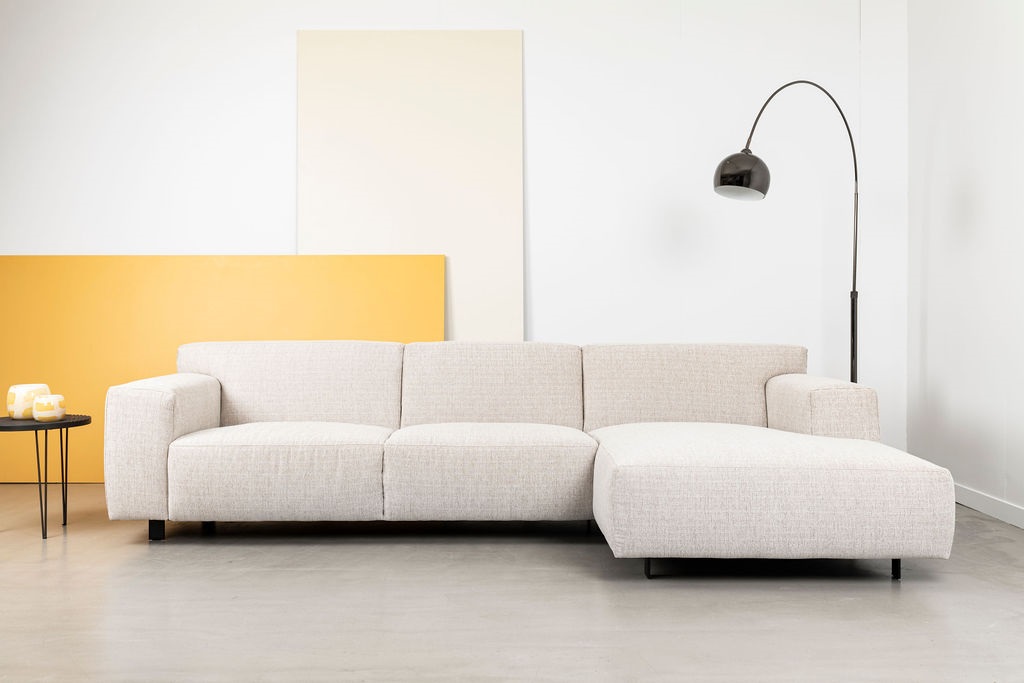 Hoekzetel met lounge (rechts) - beige