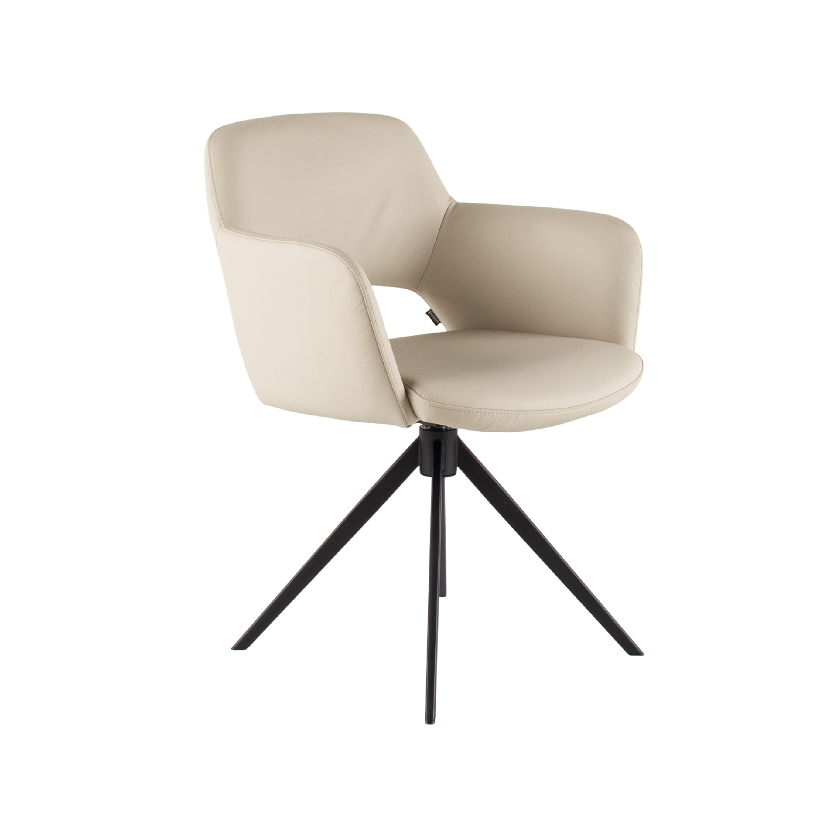 Draaibare kuipstoel in leder - beige