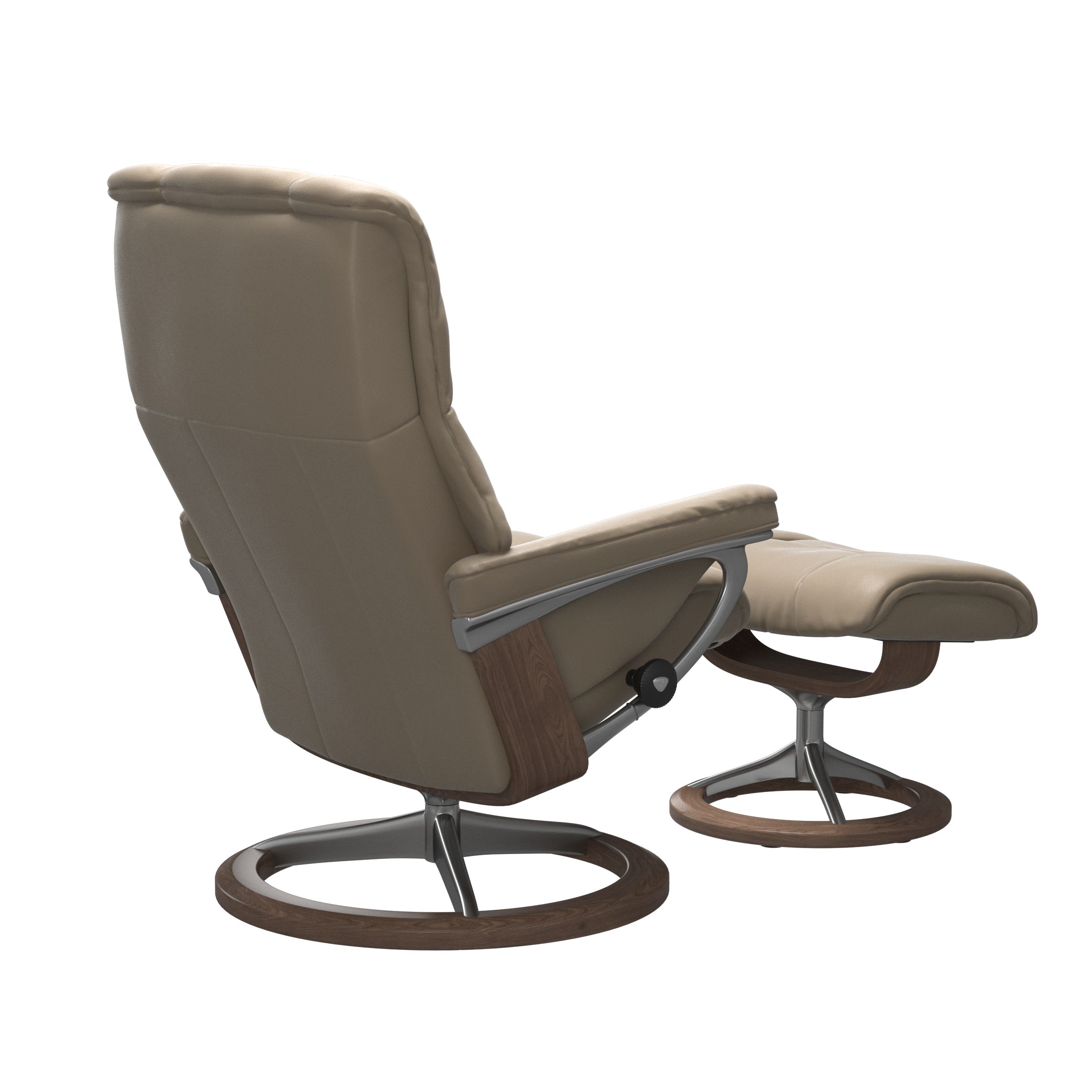 Relaxzetel Mayfair in leder met voetenbank Medium - Fog beige
