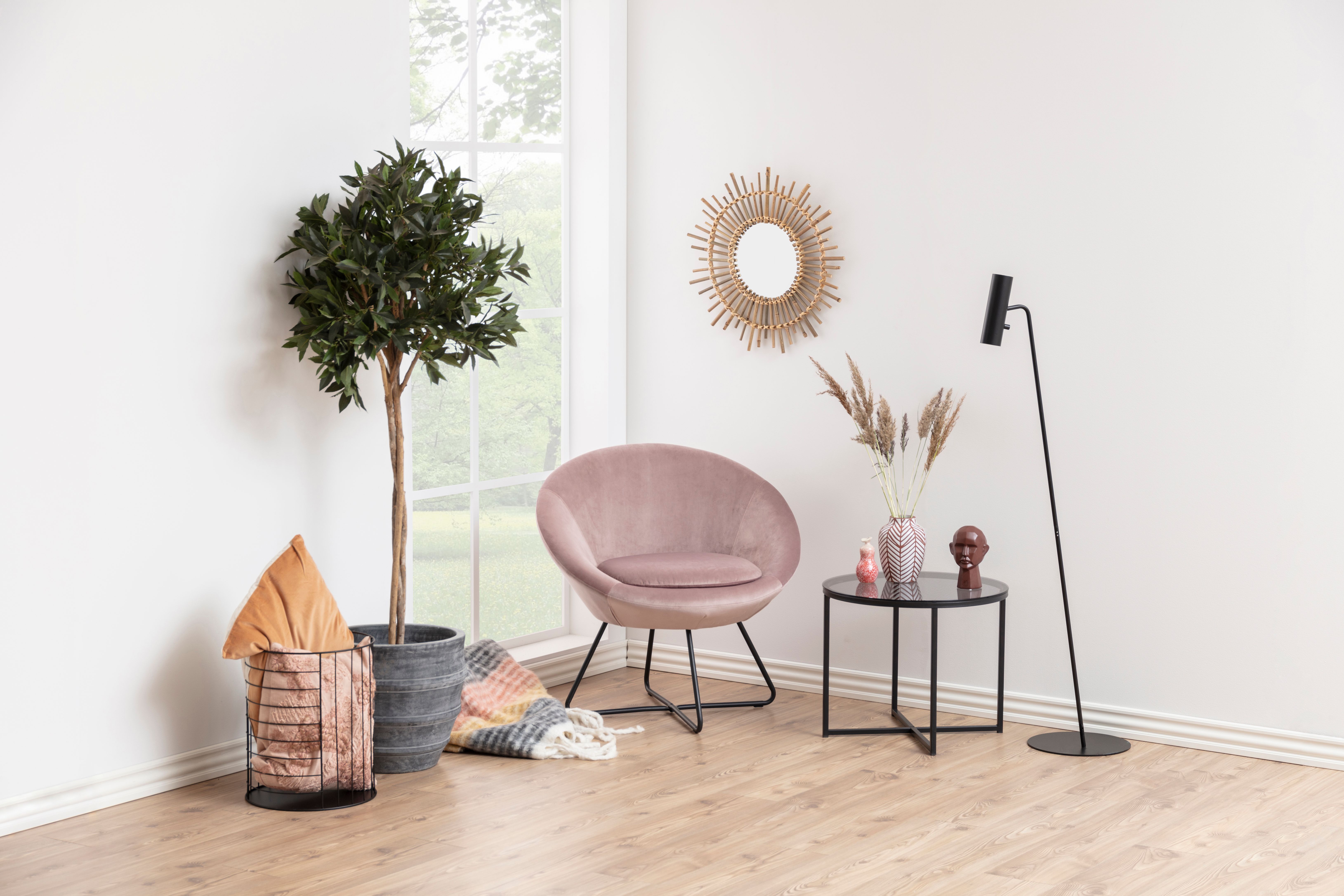Fauteuil in fluweel - Dusty roze