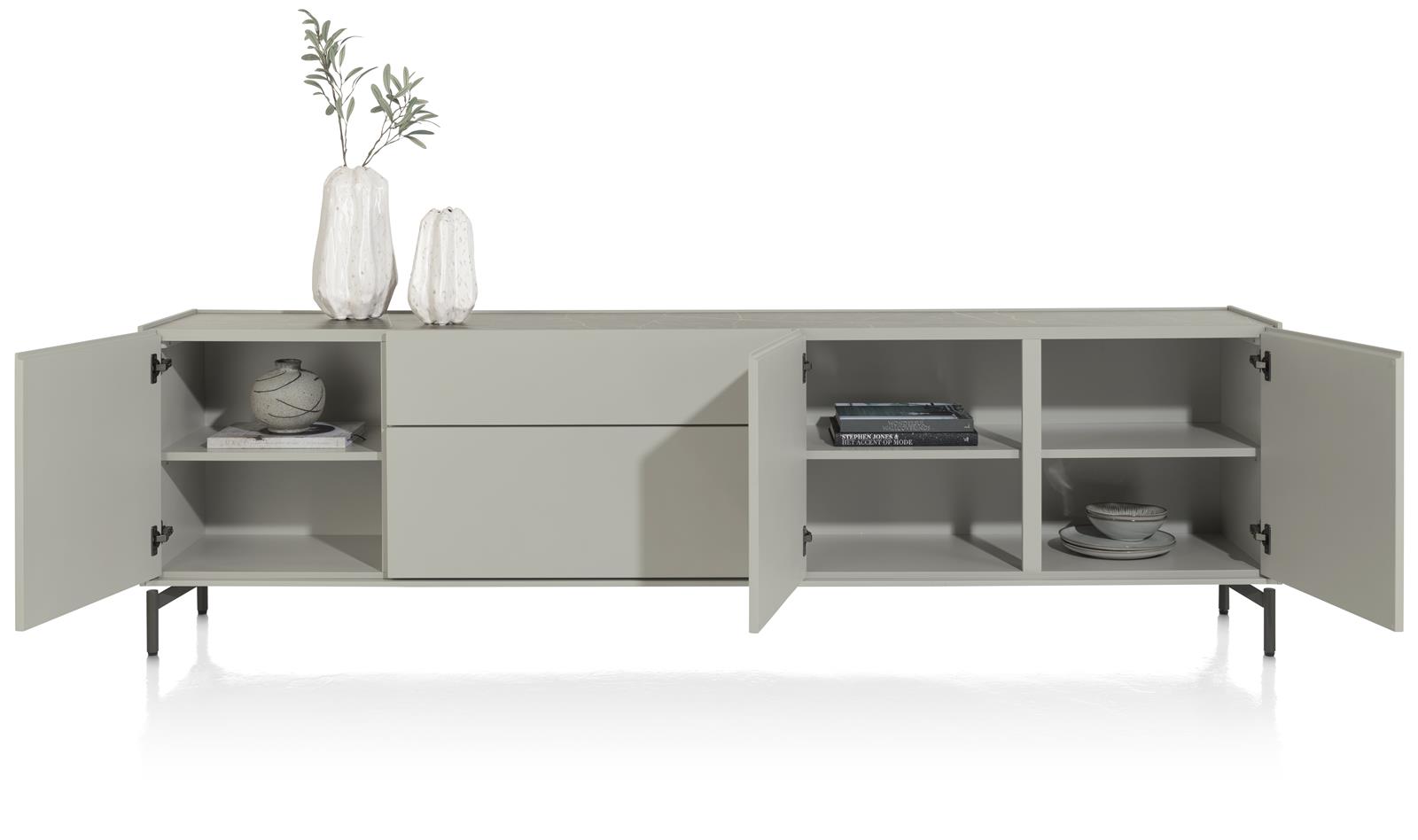 Dressoir Noon met 3 deuren en 2 lades - lichtgrijs
