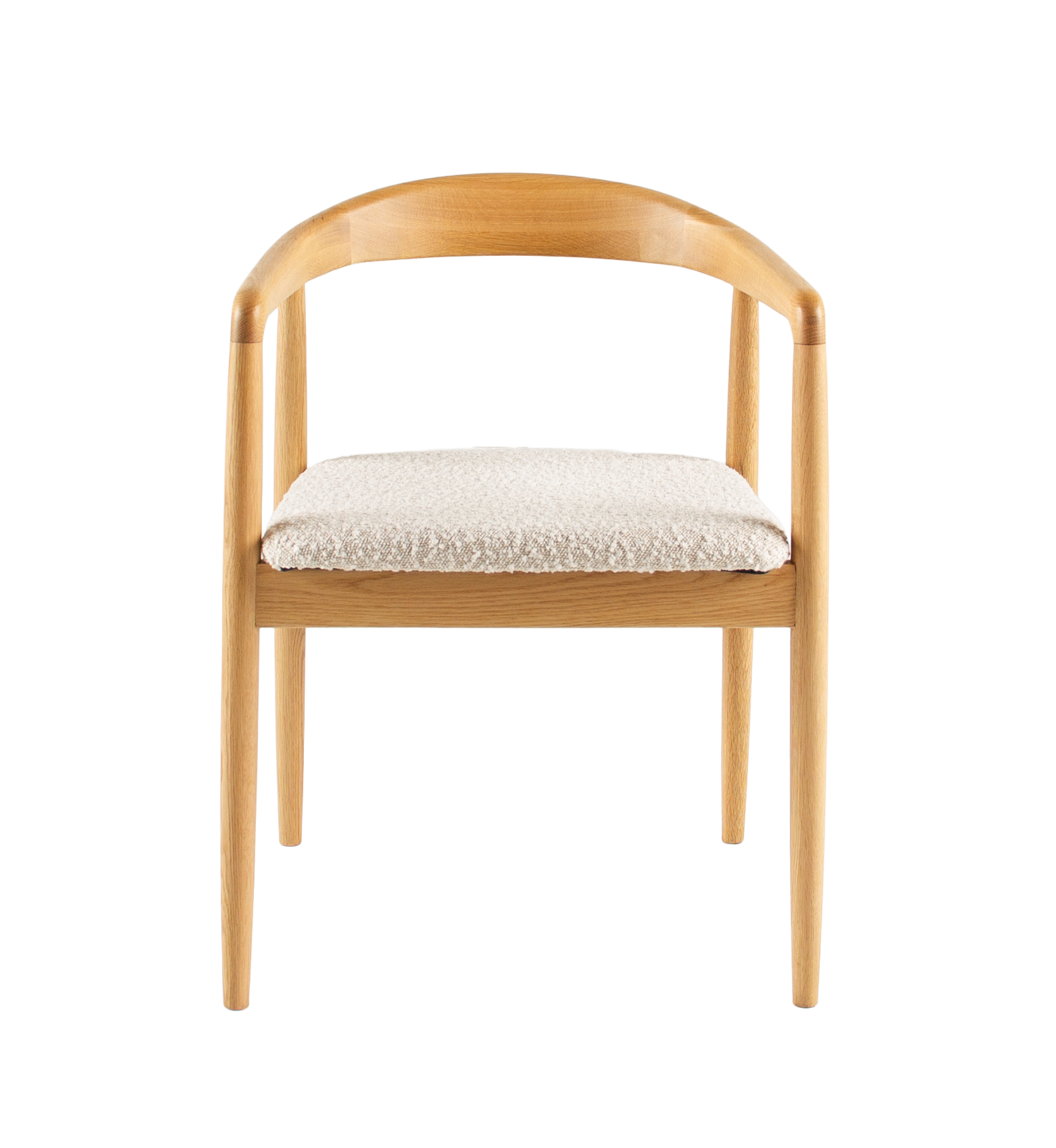 Houten armstoel met bouclé zitting - natuur eiken