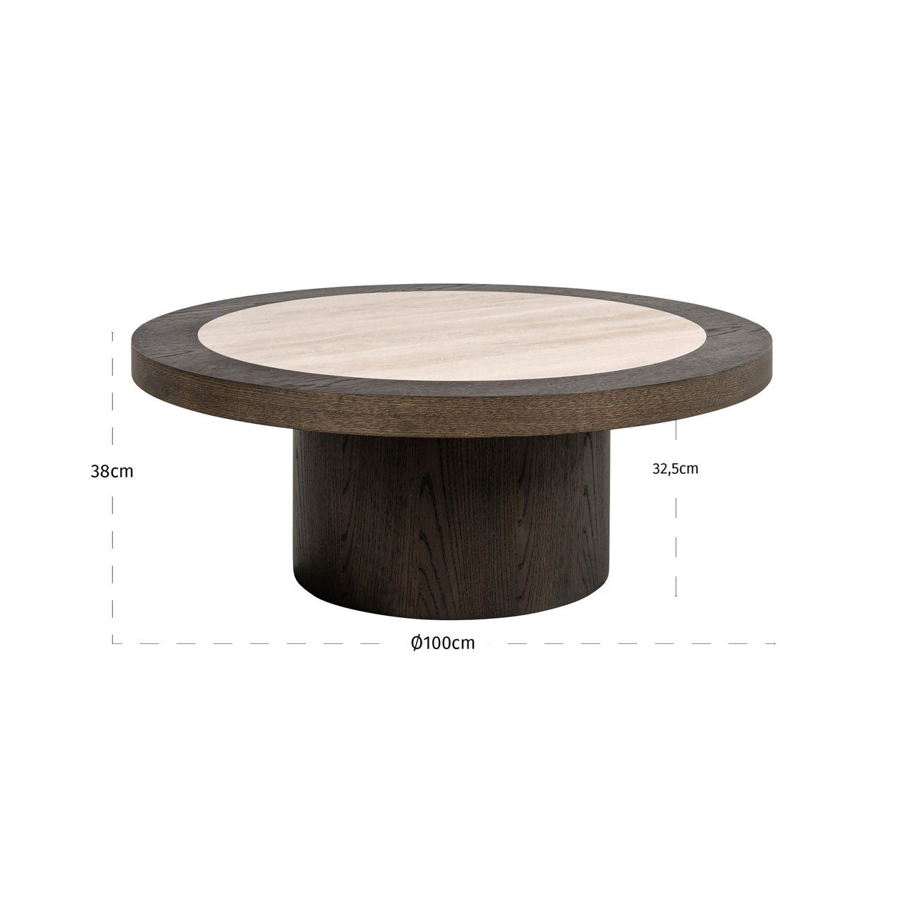 Salontafel Langford diam.100cm - oak veneer/ceramic