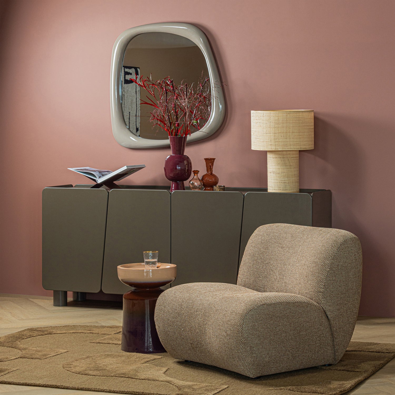 Bijzettafel Tumo - keramiek paars/bruin