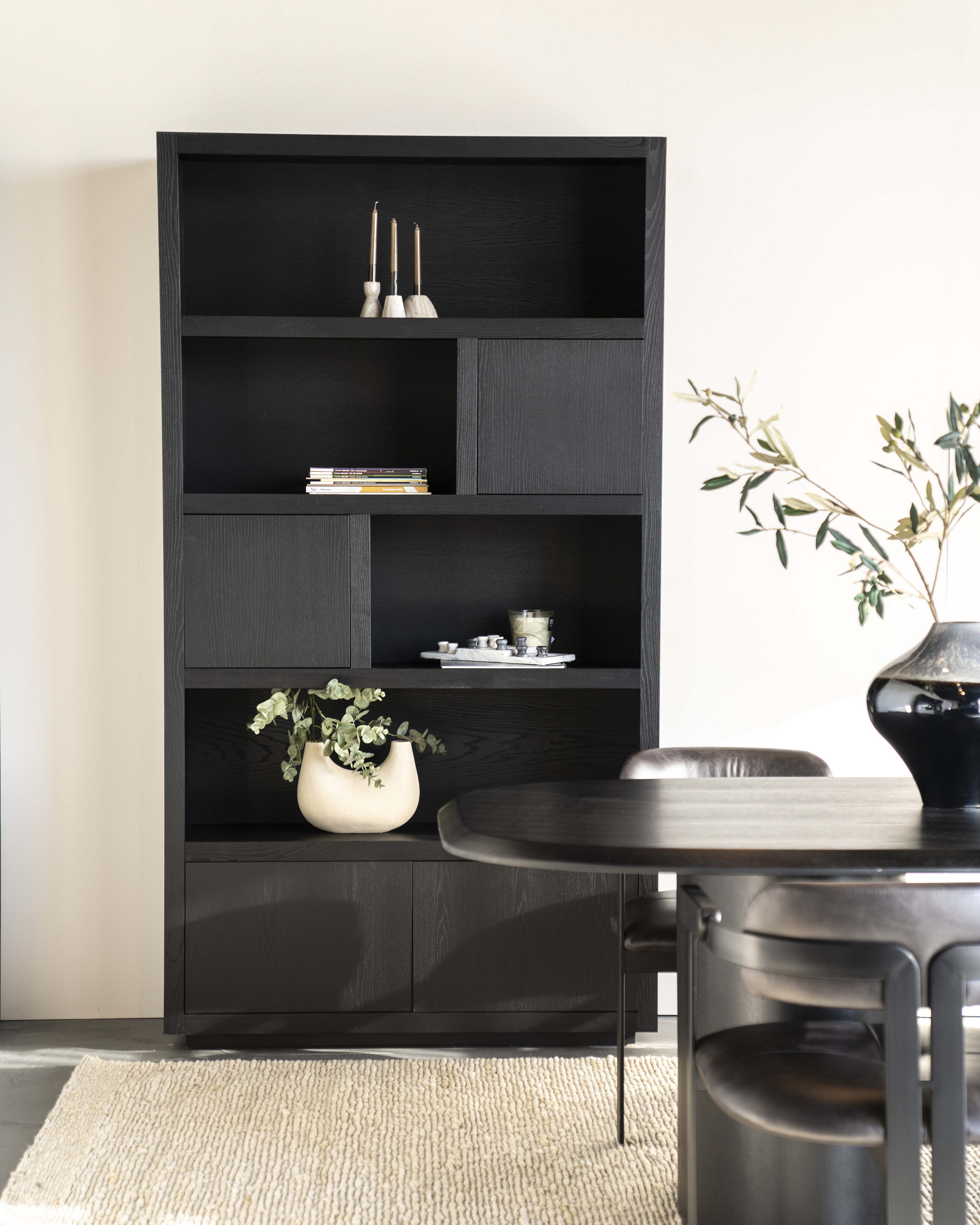 Wandkast in (fineer)eik B120cm - zwart