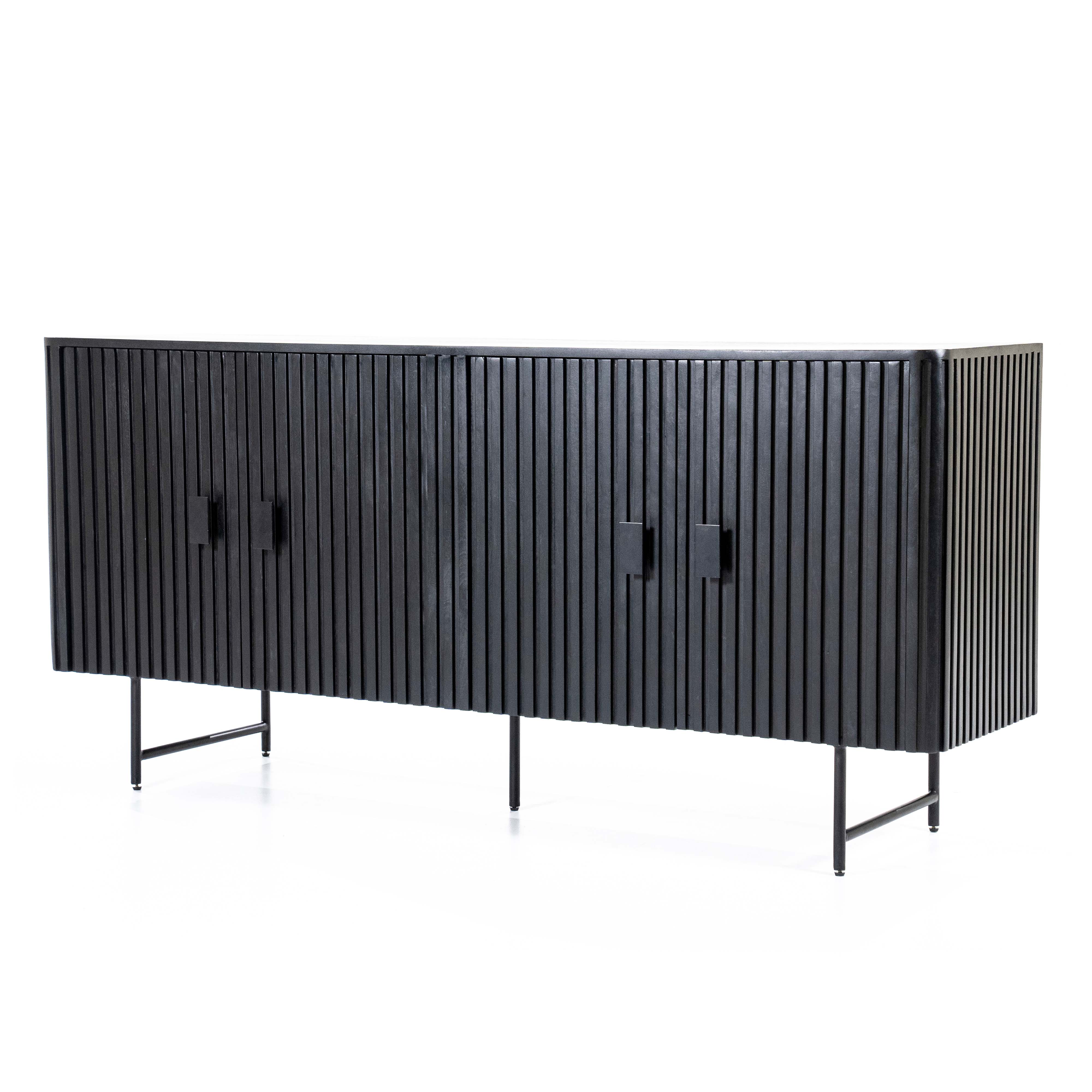 Dressoir met 4 deuren - zwart mangohout