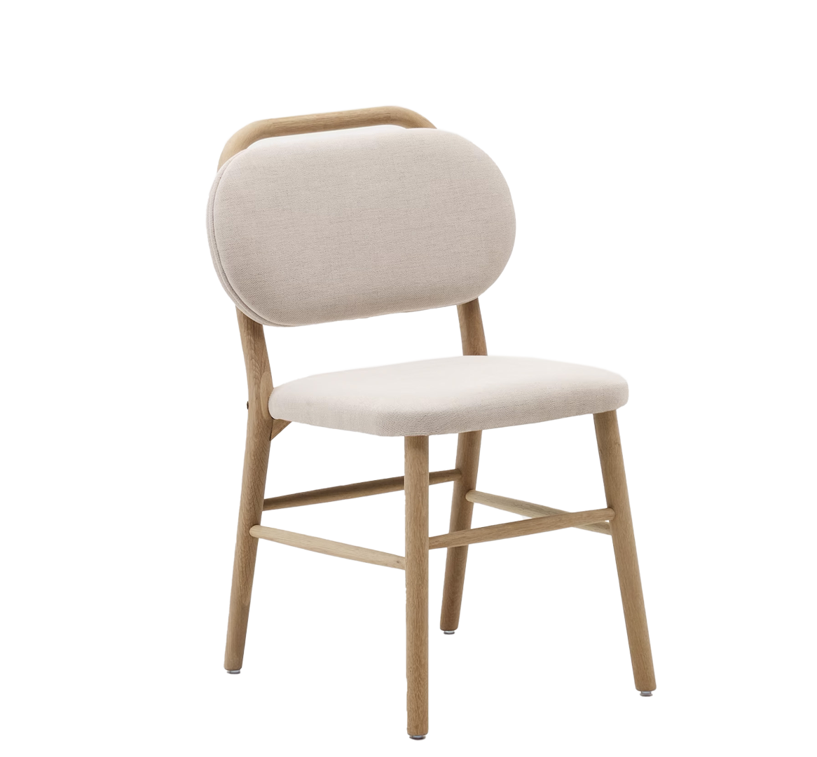 Eetkamerstoel met handvat - chenille beige
