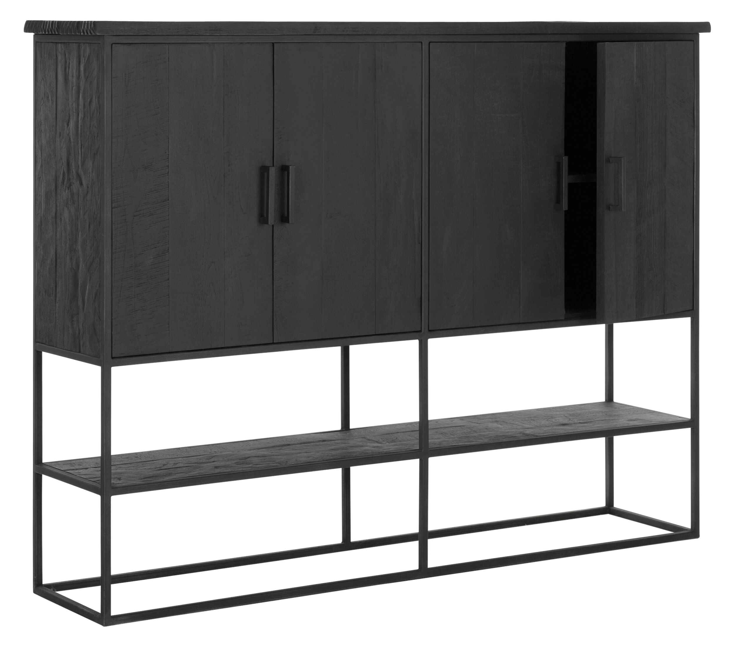 Bergkast met 4 deuren - zwart teak