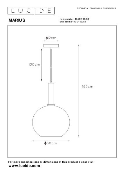 Hanglamp Marius - zwart fumé