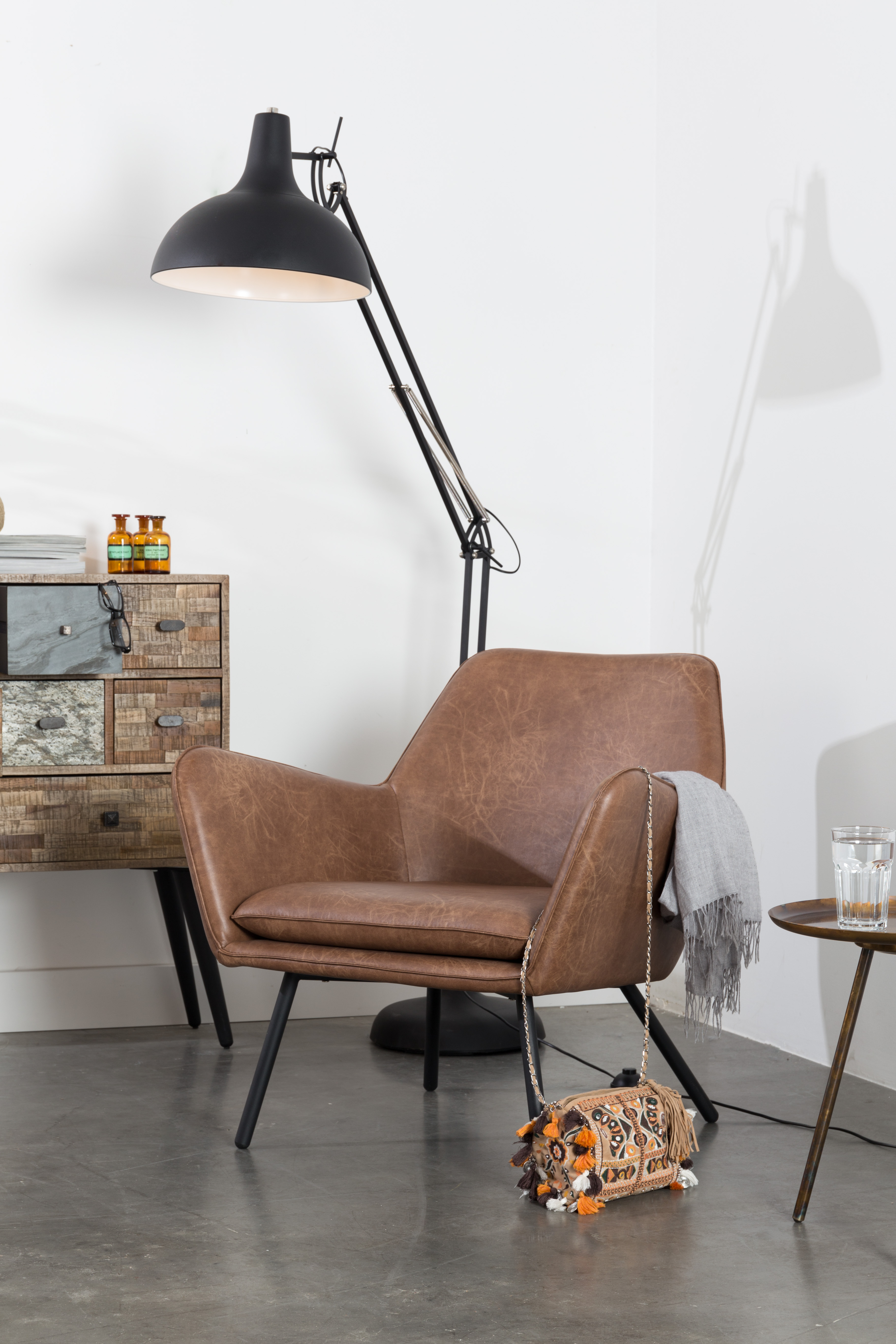 Fauteuil in lederlook - bruin