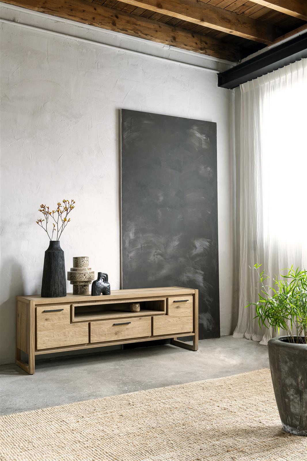 Tv meubel Nystead 2 deuren + 1 lade - eikenfineer